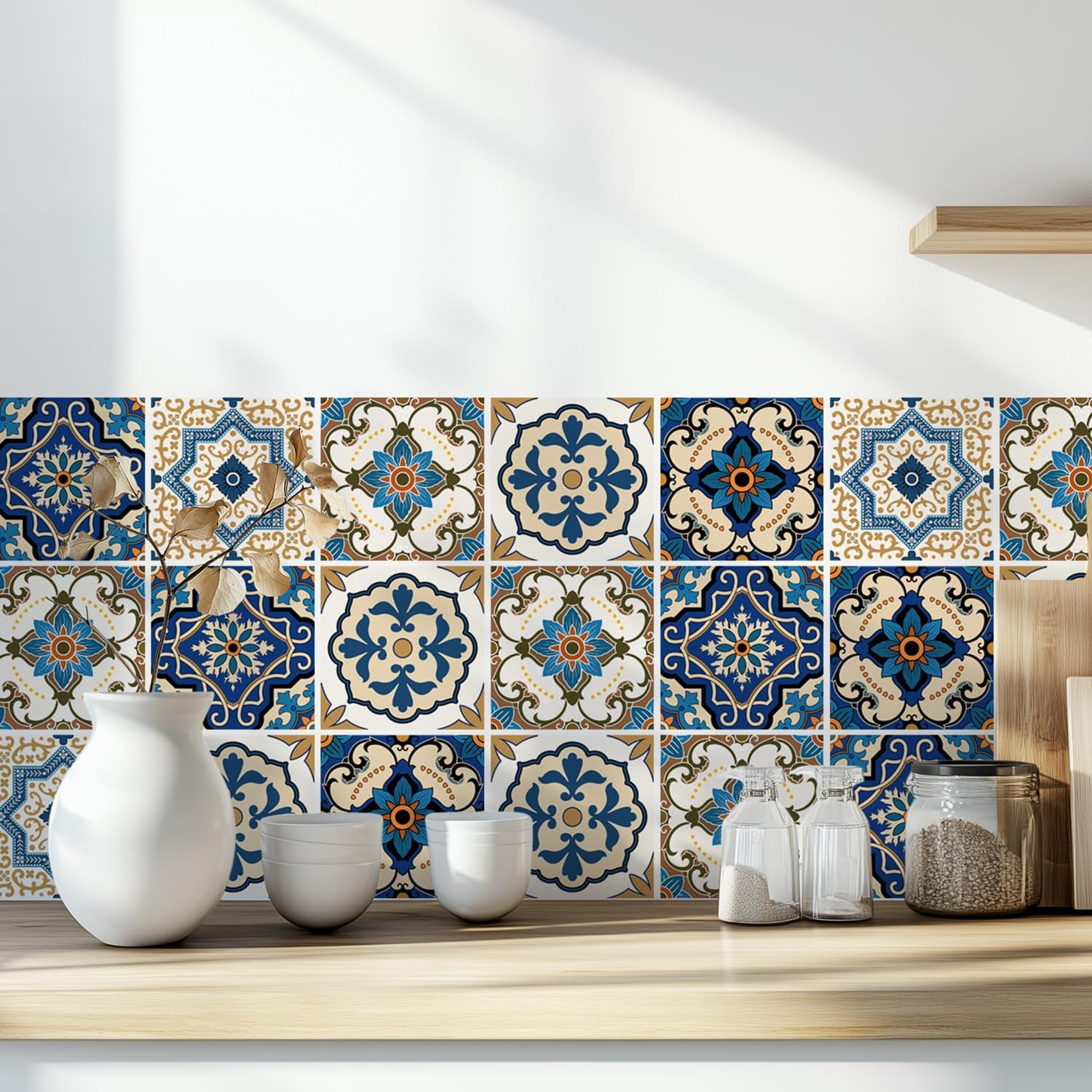 Tile Stickers 30 pcs 4x4inch Wall Stencils Wall Stickers Peel and Stick Easy Application – Ideal for Bathroom, Kitchen Wall Tile Decals