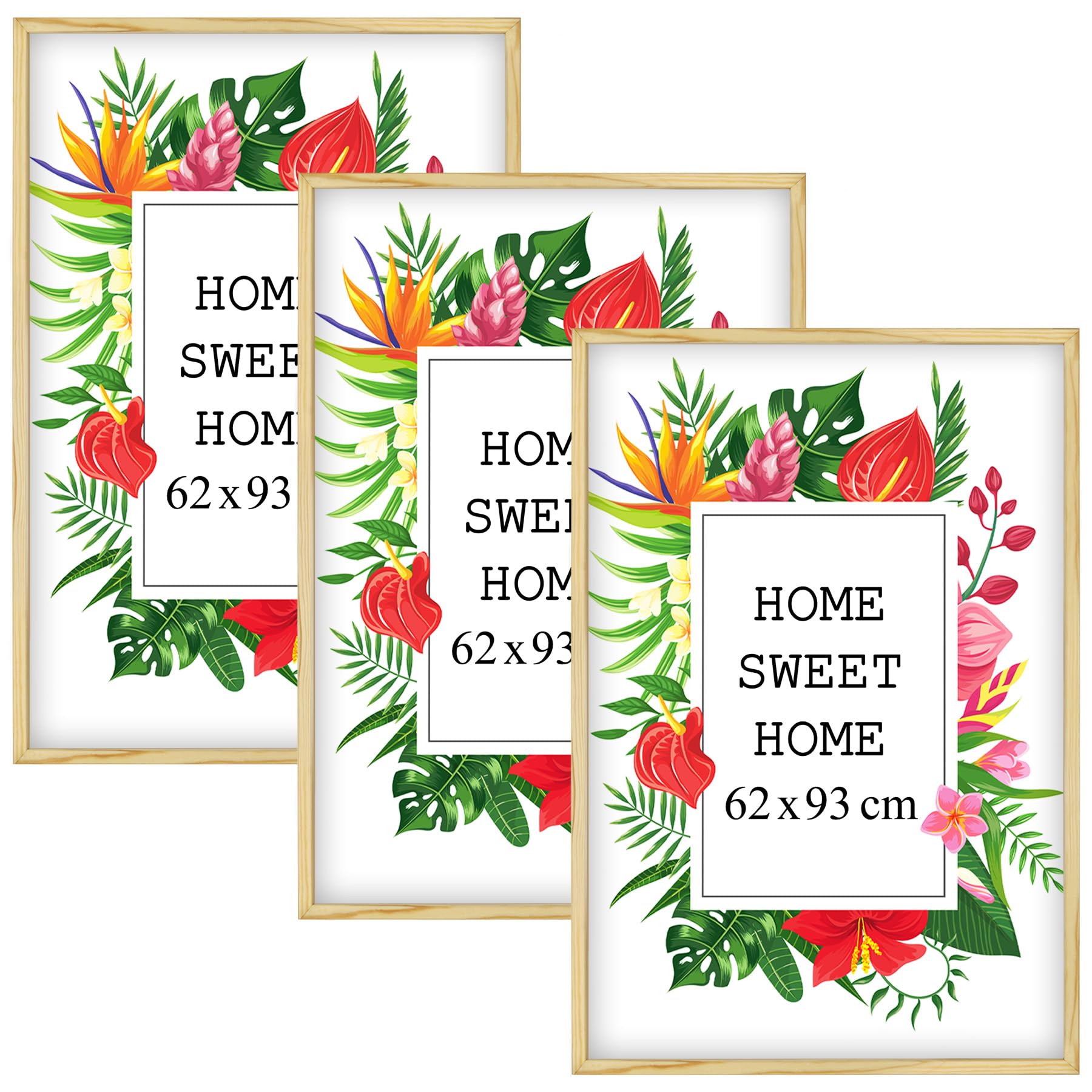 MG Design Set of 3 Wooden Picture Frame A1 23.4x33 inch (59.4x84.1 cm), Natural Wood Frame with Acrylic Glass, Vertical & Horizontal Hanging – for Photos, Posters, Certificates, Puzzles — image 1