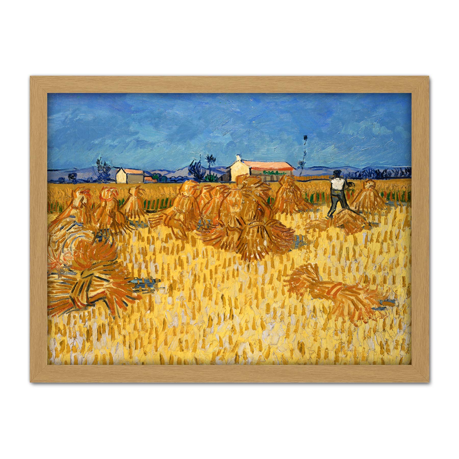 Van Gogh Corn Harvest Provence Painting Artwork Framed Wall Art Print 18X24 Inch