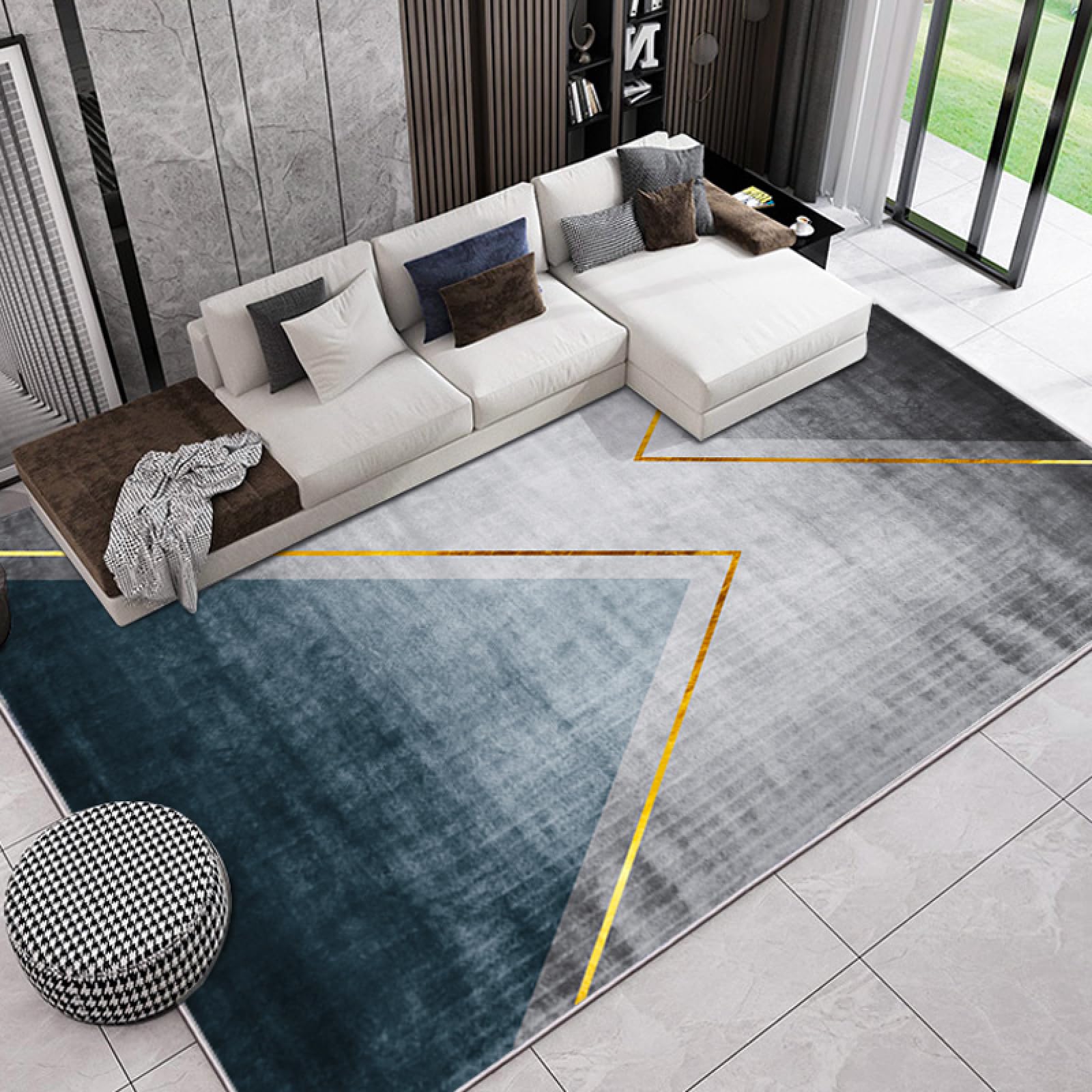 Tappeto 90X150 Grigio Blu Scuro Tappeto Salotto Moderno,Tappeti Camera Da Letto Antiscivolo,Tappeto Pelo Corto,Tappeto Grande Per La Decorazione Domestica