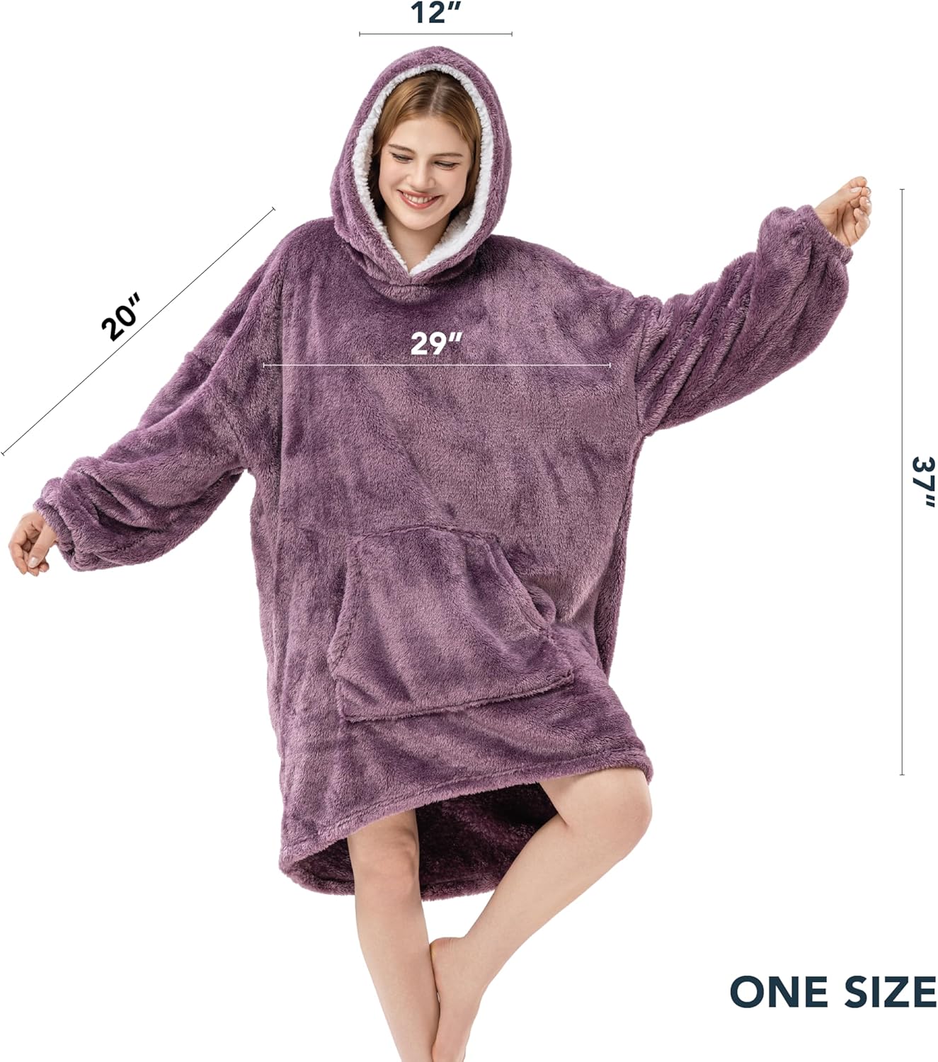Berkshire Blanket Oversized Wearable Blanket Hoodie – SpaLoft Plush with Hood, Sleeves & Pocket
