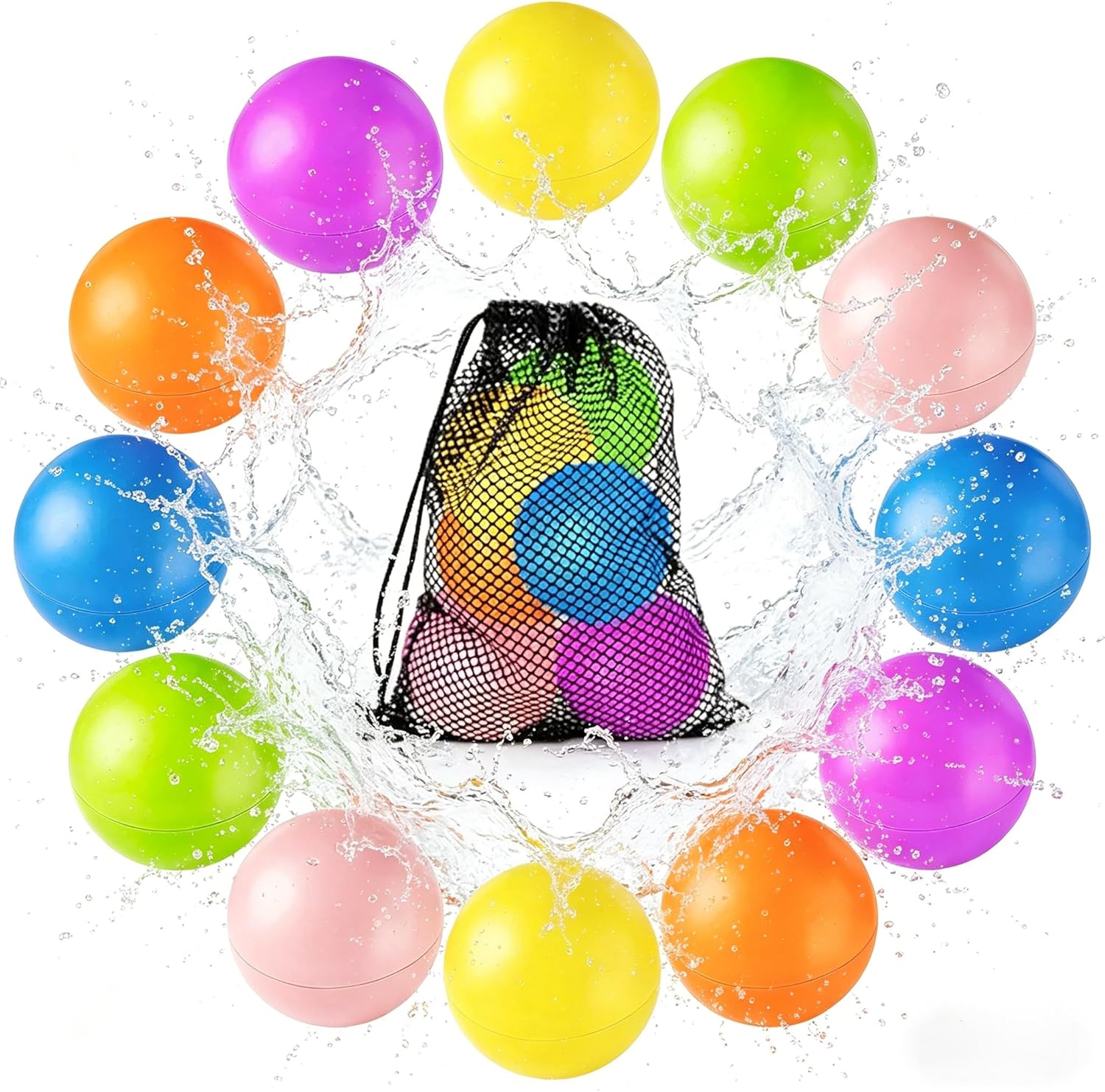 8 PCS Reusable Water Balloons, Durable Pool Beach Water Toys for Boys & Girls, Outdoor Summer Toys for Backyard, Pool, and Beach Splash Fights (8 PCS)