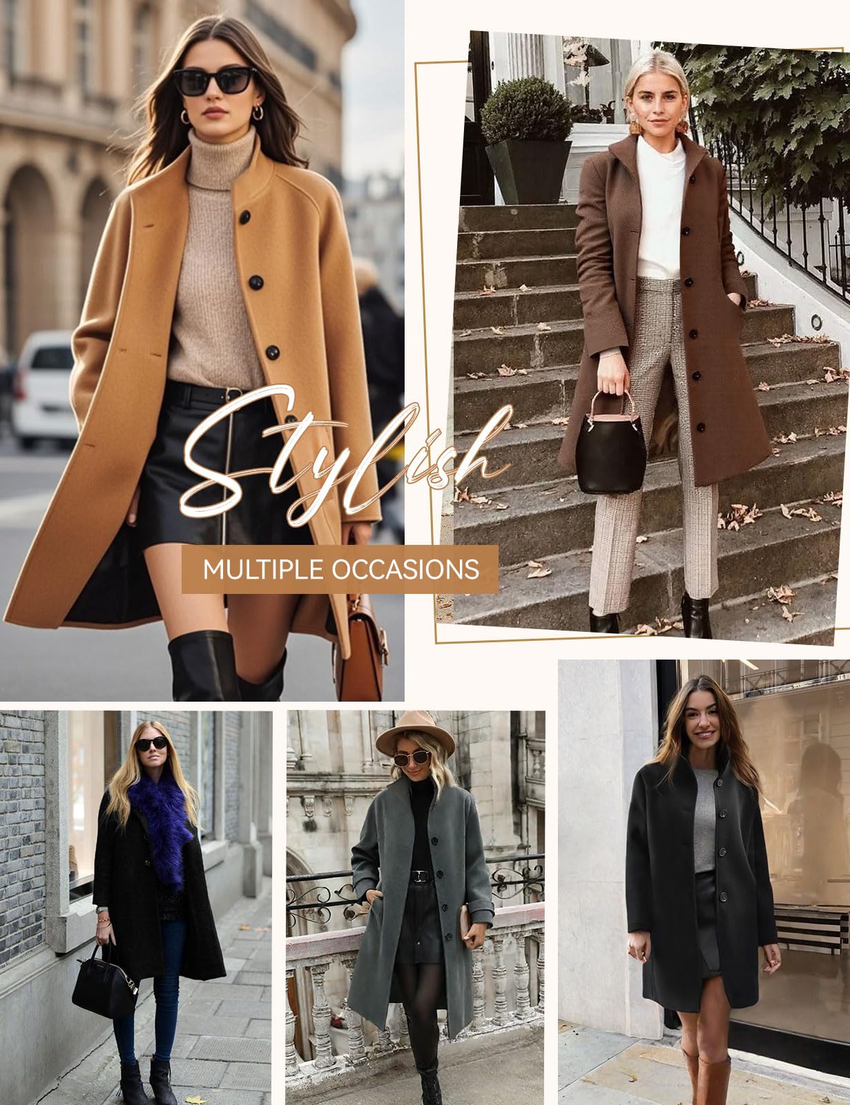 Mantel Damen Wintermantel Lang Winterjacke Klassischem Wintercoat Revers Übergangsjacke Knielang Trenchcoat Elegant Jacke Herbst Winter Outwear mit Knopf