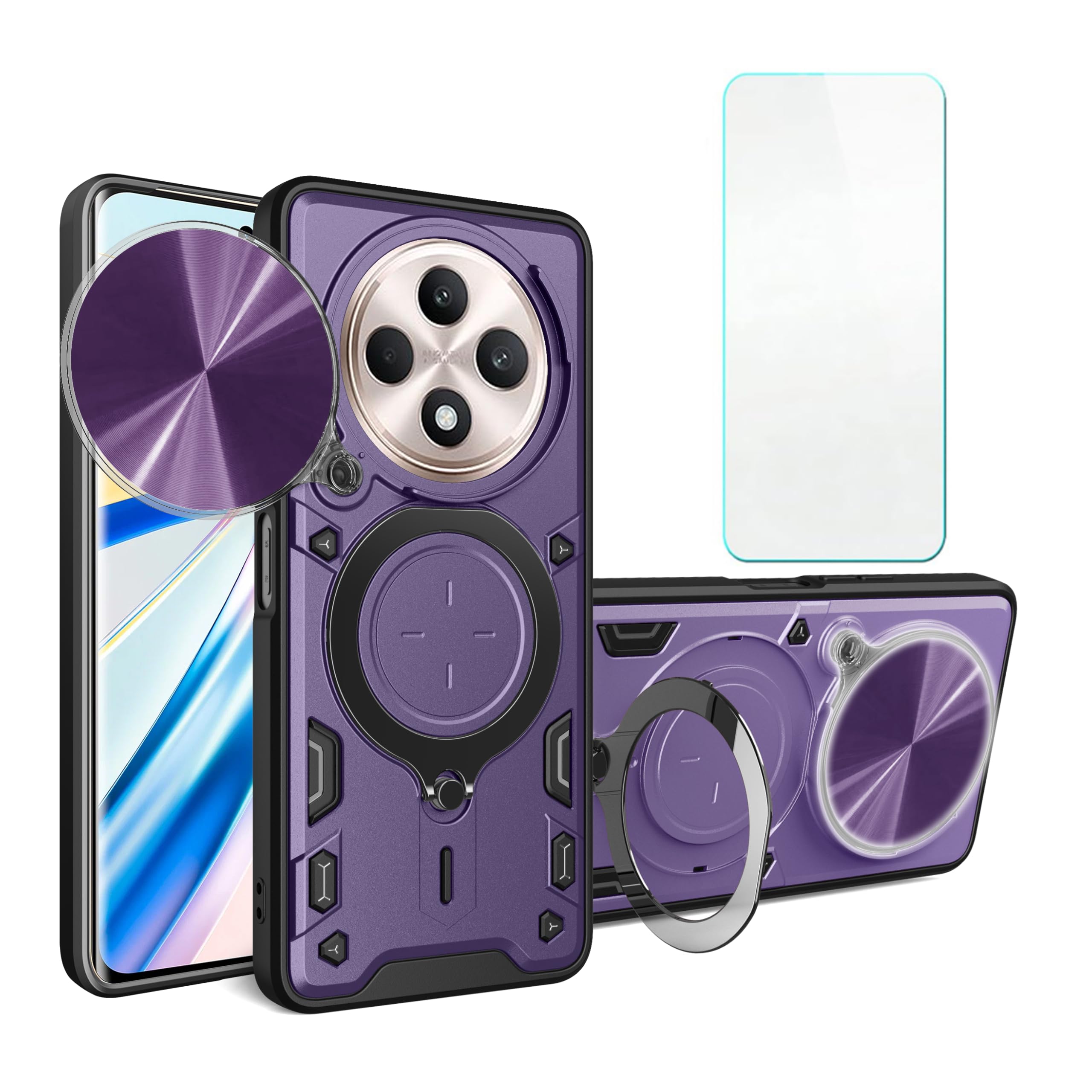 CWEIYUSHU Compatible with Oppo Reno12 F 5G Case，Compatible with Oppo Reno 12 FS Phone Case Cover [Screen Protector][Hard PC + Soft Silicone][Support