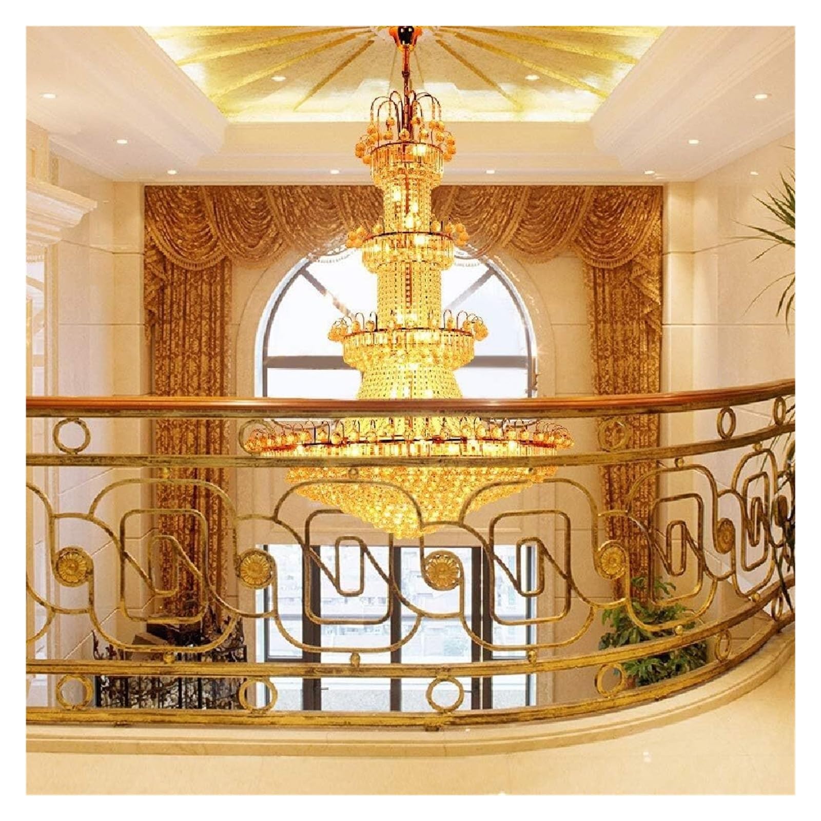 LYMSXAZOU Crystal Chandelier Decoration Candle K9 Pendant Lamp Ceiling Living Room Lighting Villa Hanging 59 Inch High Light,Indoor