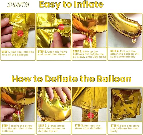 Miniatura 7 de SHUNTAI Decoraciones de cumpleaños número 35 para hombres y mujeres, globos dorados de aluminio con números 35, globos de aluminio de Mylar con el