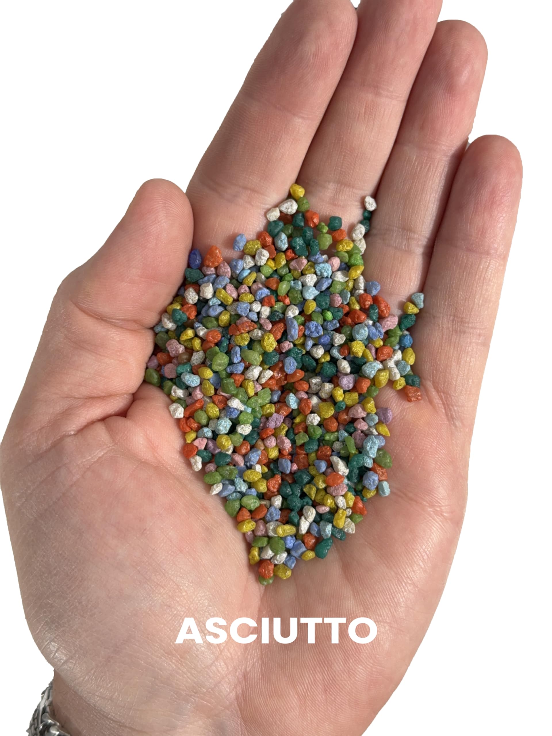 Ghiaia Decorativa per Marimo, Quarzo Ceramizzato Colorato per Vasi, Acquari e Terrari - Inerte, Non Tossico, (Arlecchino, Bianco, Blu, Nero, Rosa, Verde, Viola, Rosso, Giallo) (Arlecchino, 1 kg)