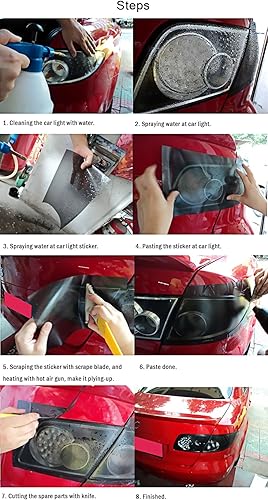 Miniatura 4 de Lámina autoadhesiva de vinilo para faros delanteros, luz antiniebla, 12 x 48 pulgadas (transparente)