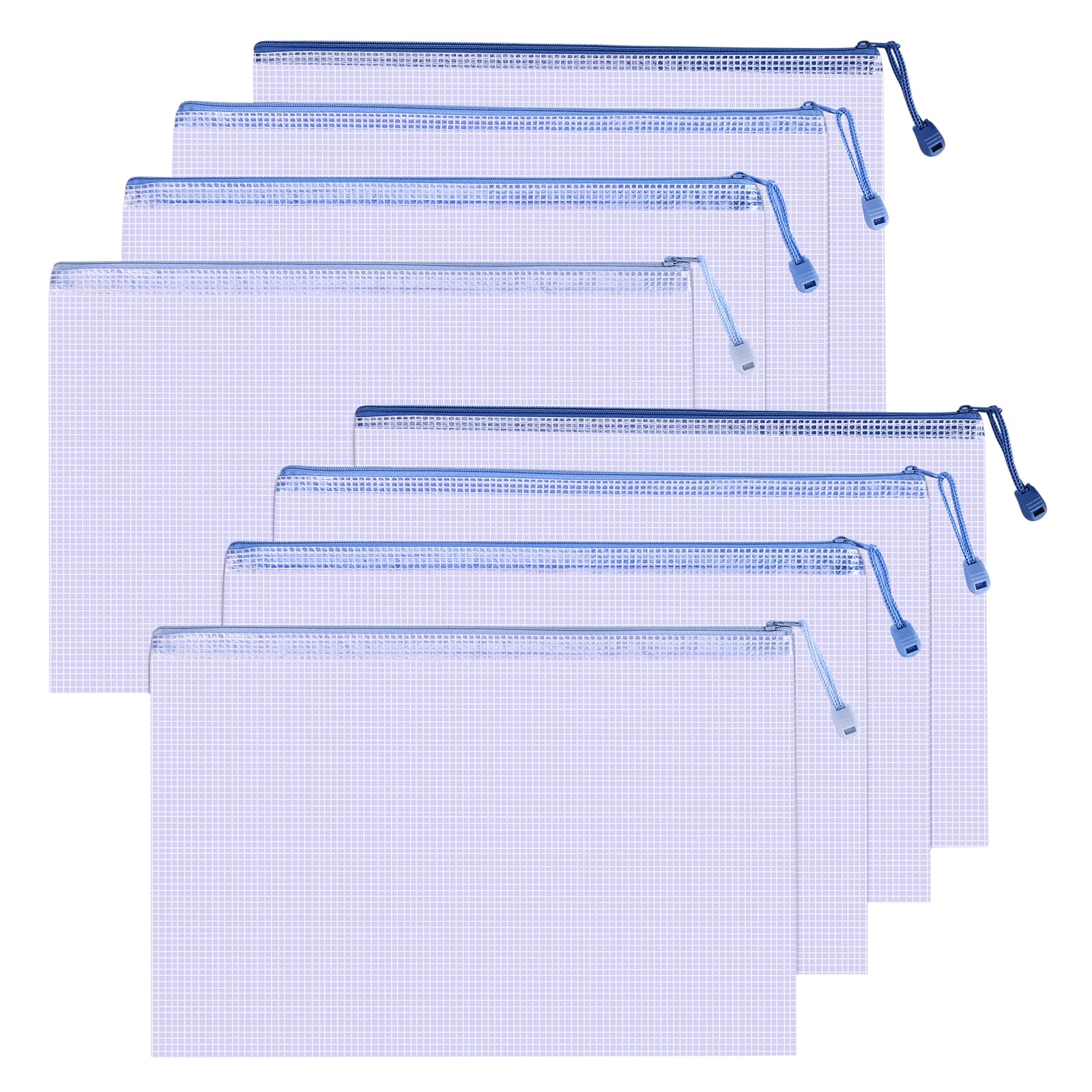 Valtiner 8Pcs Mesh Zipper Pouch Bags, A4 Size Clear Plastic Zipper Pouches, Waterproof Bag for Organizing Storage, File Zip Bags for School Board Game