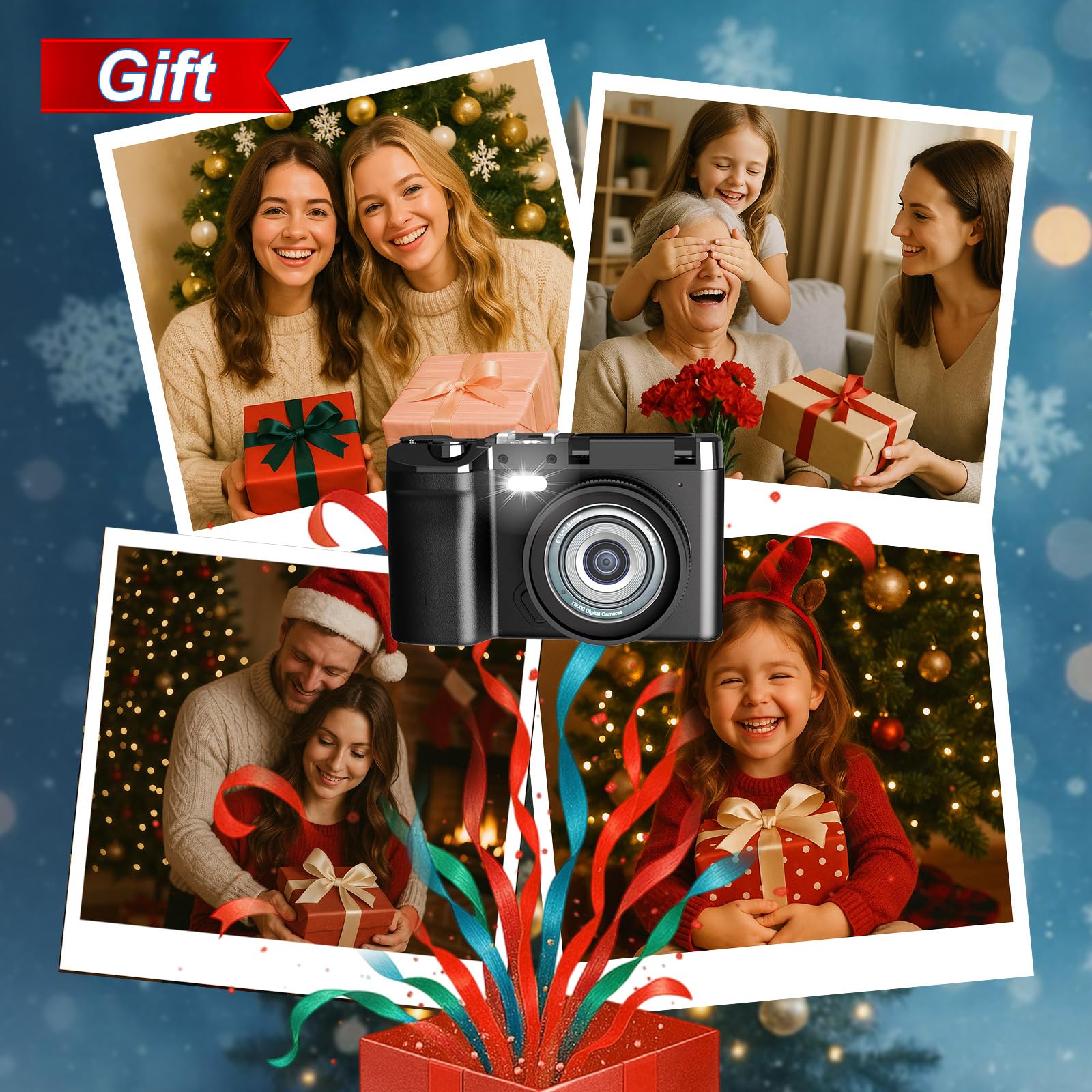 Fotocamera digitale 4K 64 MP, fotocamera compatta retrò con doppio schermo e flash, batteria a lunga durata, zoom 16x, fotocamera per vlogging con diverse modalità (scheda SD da 32 GB)