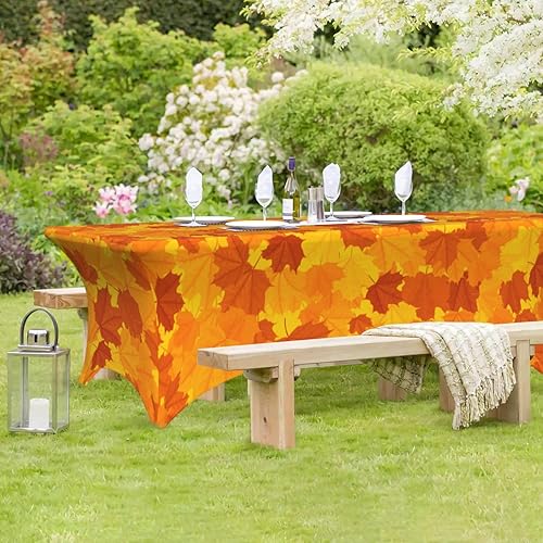 Miniatura 7 de XBFCDN Mantel rectangular ajustable de hoja de arce otoñal de 6 pies para fiestas, banquetes, festivales, bodas