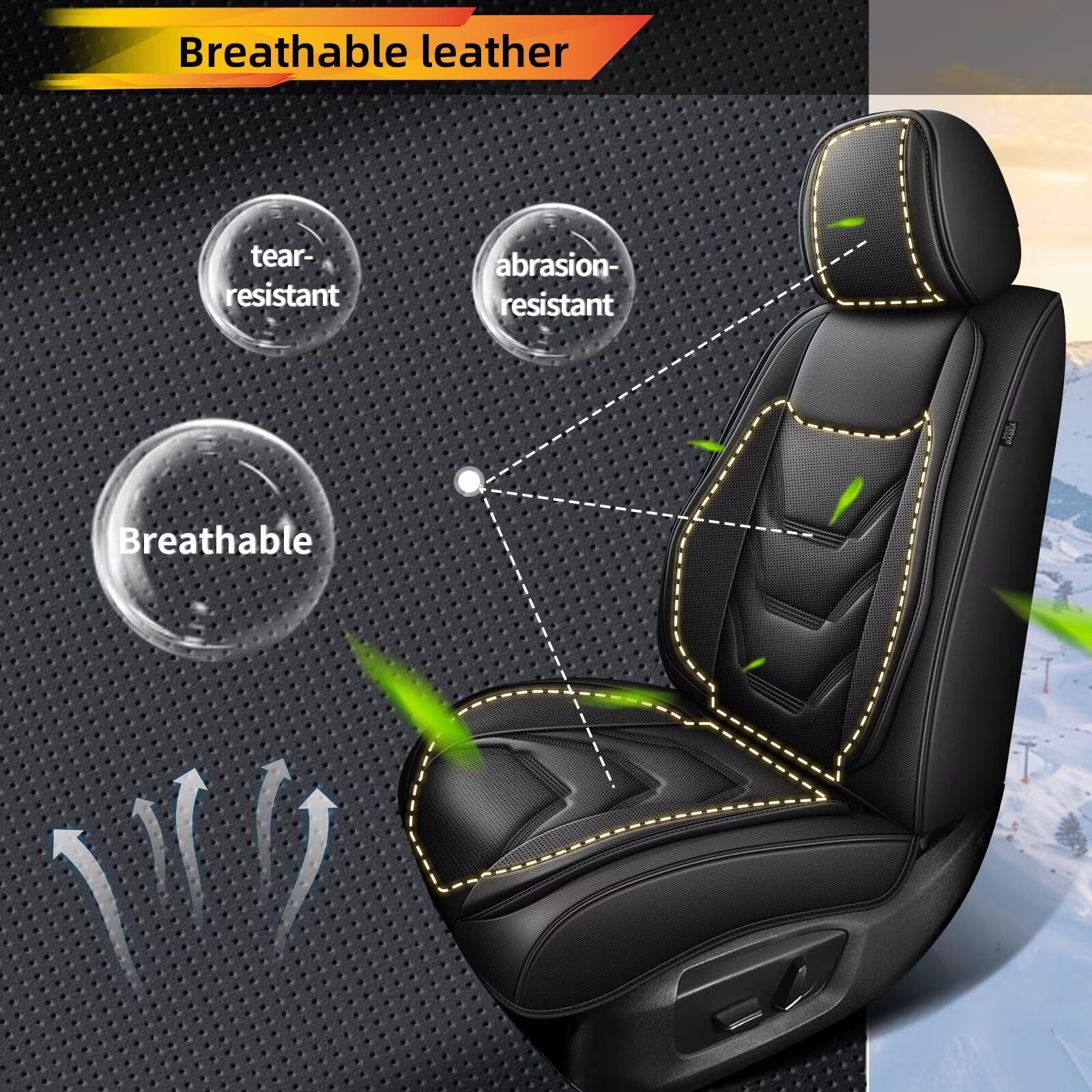 Car Seat Covers Full Set Fit for Ford Edge 2007-2025 2026 Luxury Faux Leather Automotive Seat Covers Waterproof — view 6