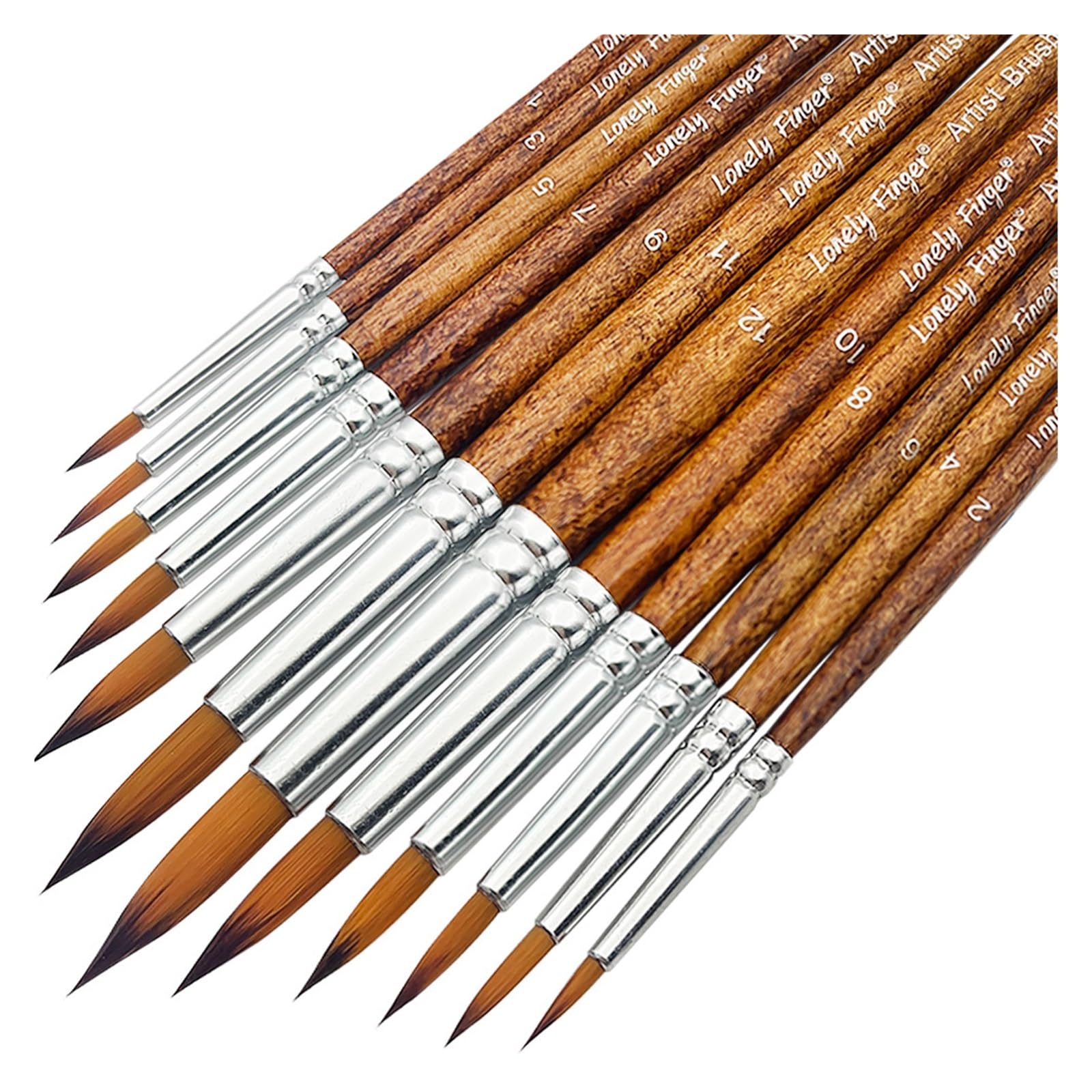 Paint Brushes 12Pcs Set, Professional Brush Round Pointed Tip Nylon Hair Artist Acrylic for Watercolor Oil Painting(12pcs Brown)