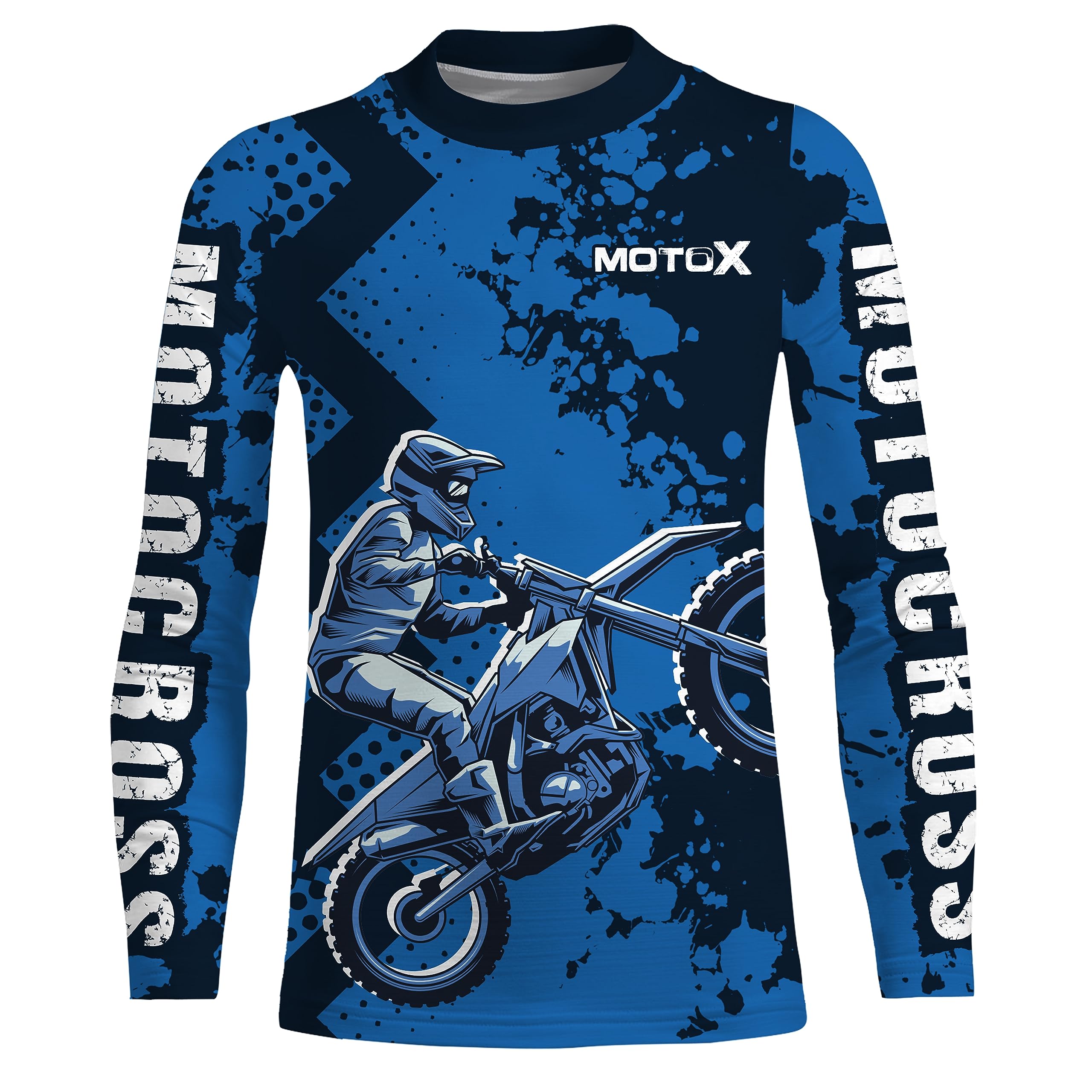 Motocross Racing Jersey Blue UPF30+ Youth Dirt Bike Shirt Off-Road MX Racing Jersey for Kids Men Women Motorcycle Biker XM147 (Kid Jersey)