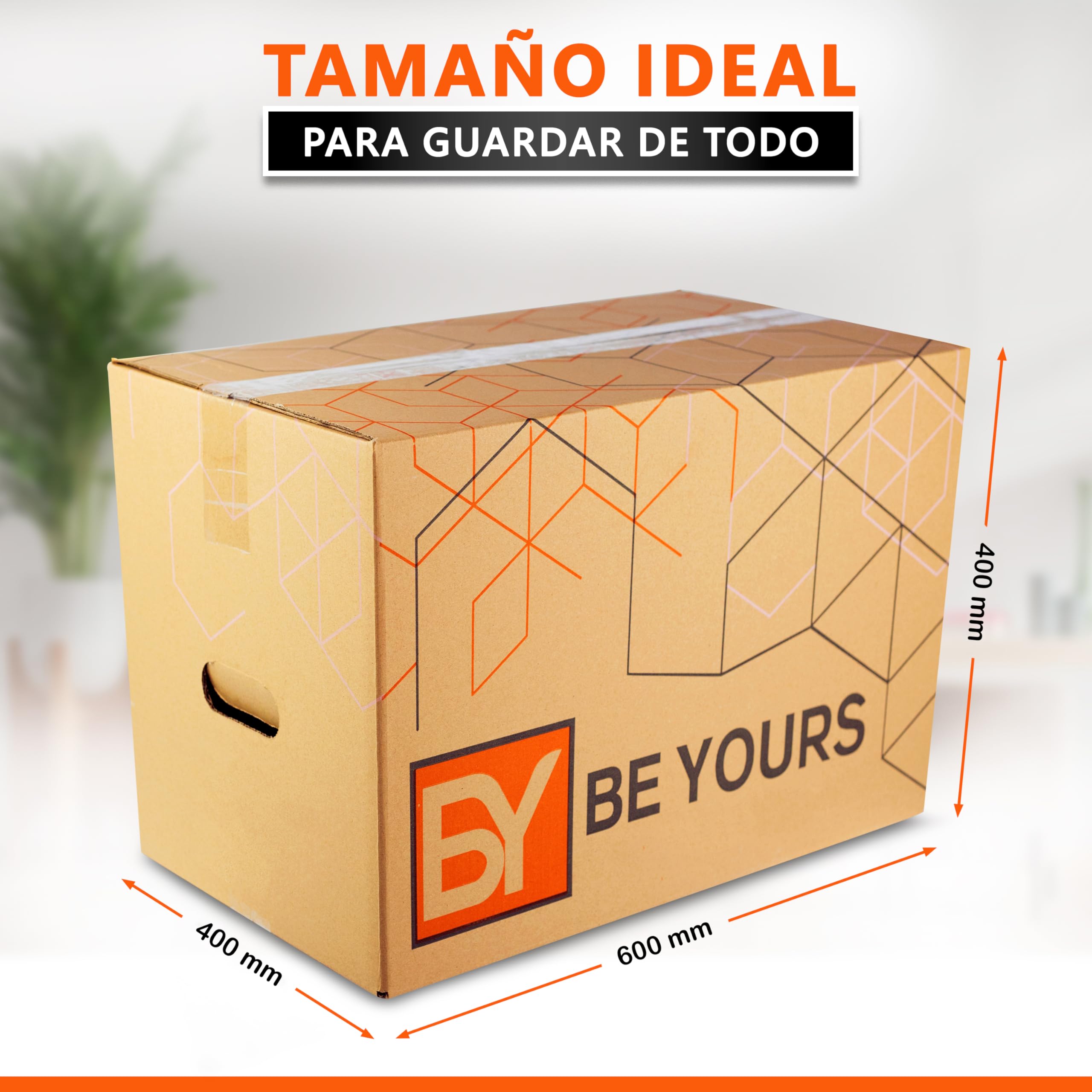 Pack 10 Cajas de Cartón para Mudanza y Almacenaje (60x40x40 cm) + Cinta Adhesiva Incluida – Canal Doble Reforzado para Cargas Pesadas – 100% Reciclado, Fabricado en España