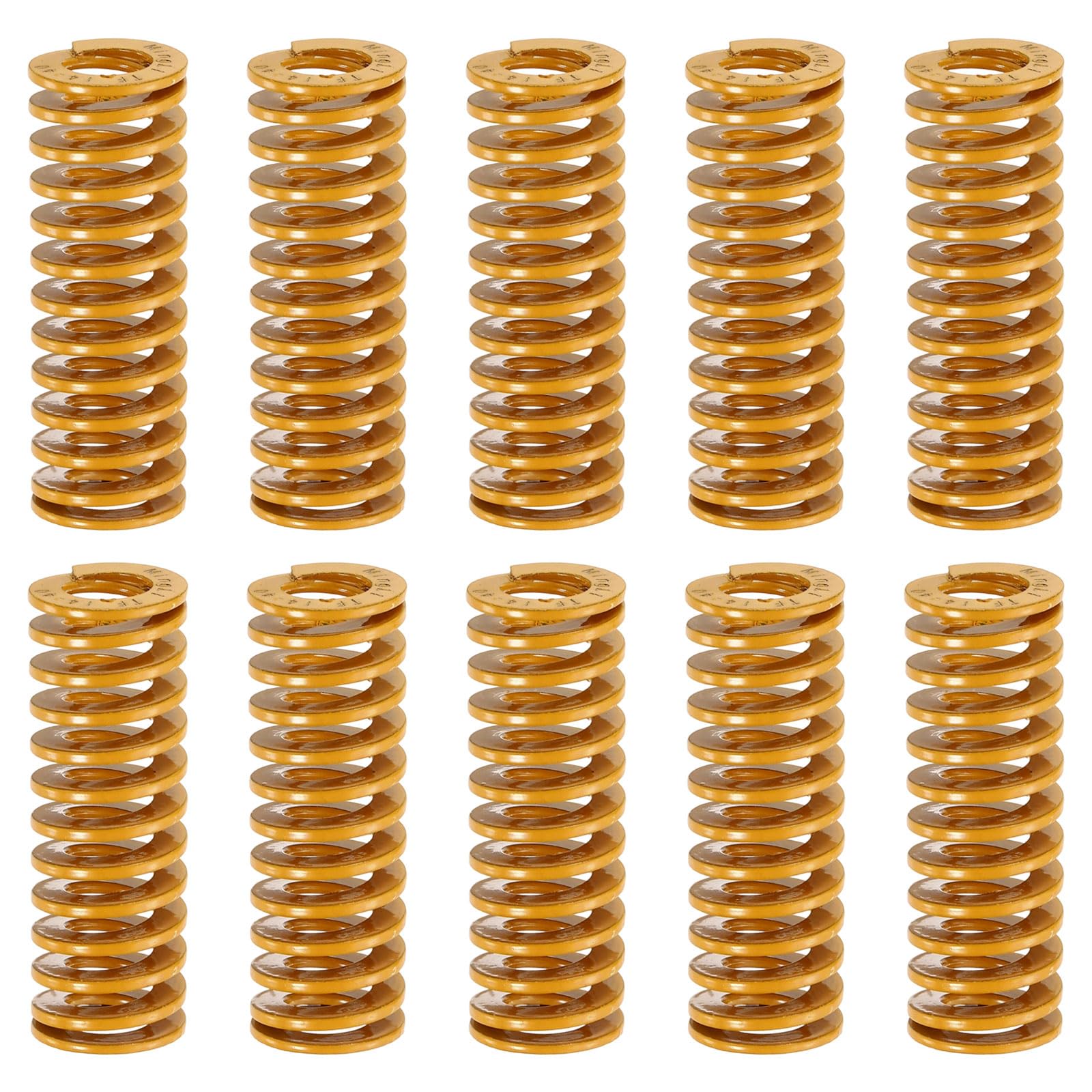 uxcell 10pcs 3D Printer Heating Bed Spring, 14mm OD 40mm Length Light Load Compression Mould Die Spring 3D Printer Compression Spring for 3D Printer Electric Part, Yellow