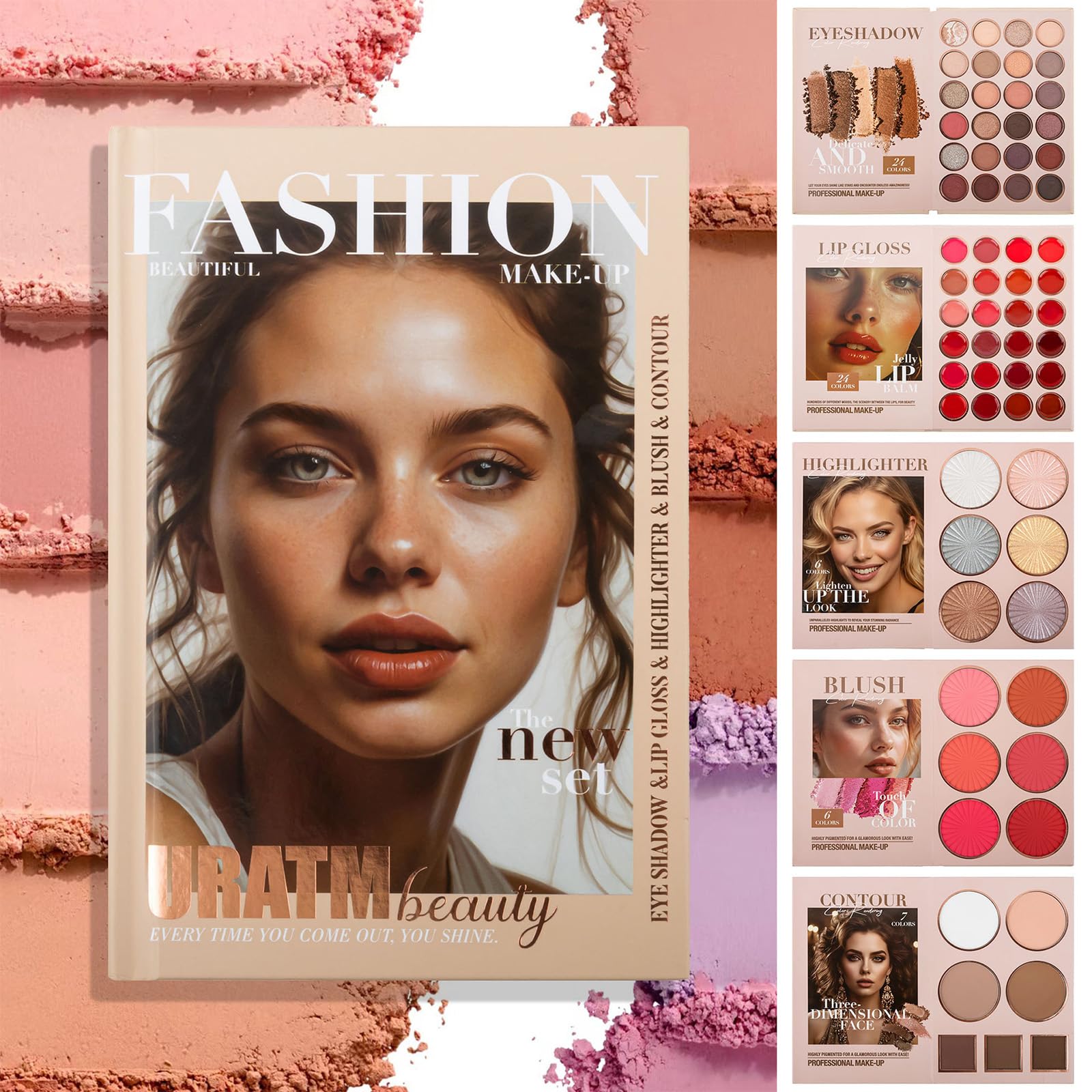 RoseFlower Coffret Maquillage Femme Palette Maquillage, Sets de Maquillage de Voyage avec Paupières Rouge Lèvres, Surligneurs, Contours, Fard à Joues– Coffret Cadeau de Maquillage