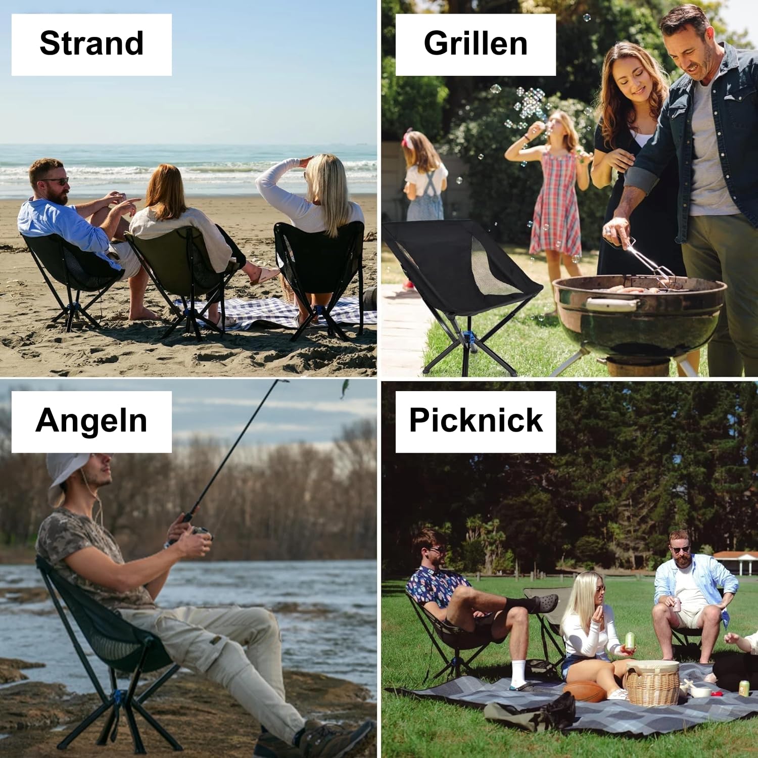 Moonbox Sedia da campeggio | Sedia da pesca | Portatile | Sedia pieghevole con borsa per il trasporto | Picnic | Camper | Prato | Grill | Sedia pieghevole | Sedia da spiaggia | Outdoor | Sport