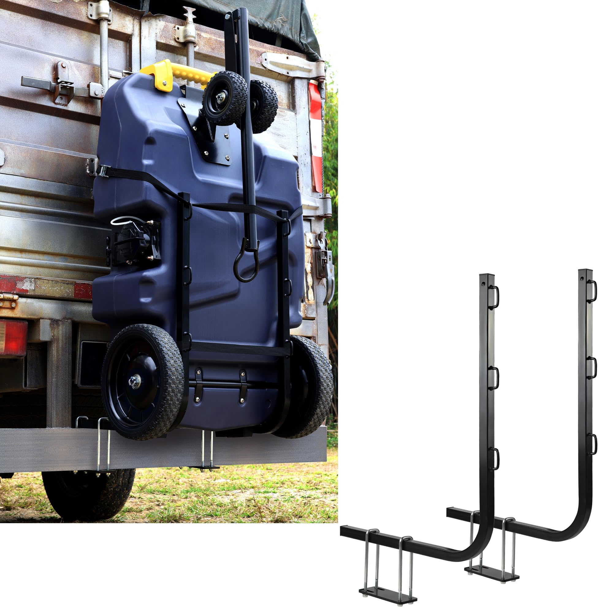 RV Bumper Mount Tote Tank Holder Carrier Heavy Duty Steel Support with Straps