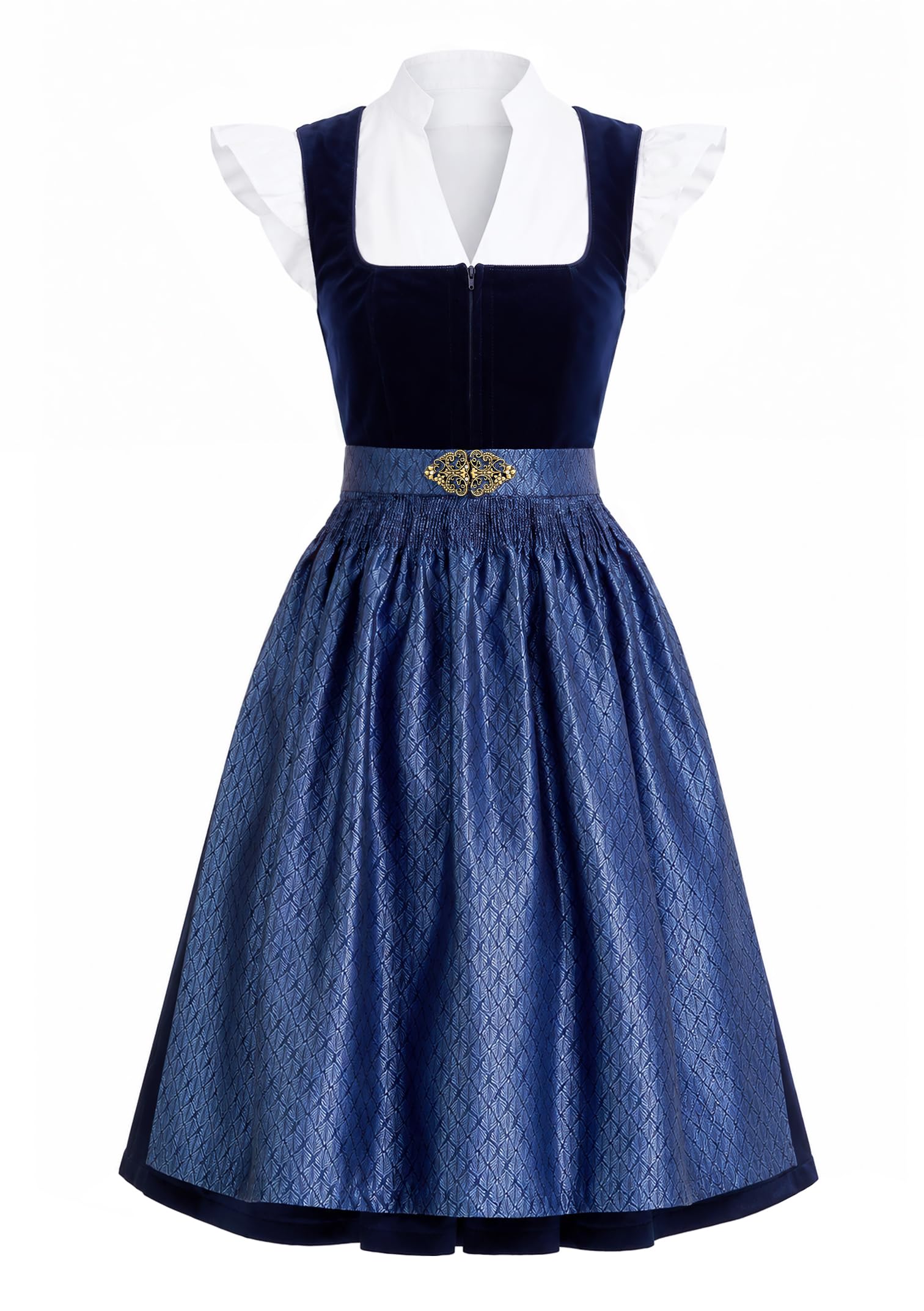 Dirndl Damen Midi Dirndlkleid Lang Samt Trachtenrock Trachtenkleid 3 Teilig | Dirndl Damen Trachten oktoberfest outfit Dresses Dirndelkleider komplettset mit 3 Teilig Dirndlkleid Schürze Dirndl Bluse
