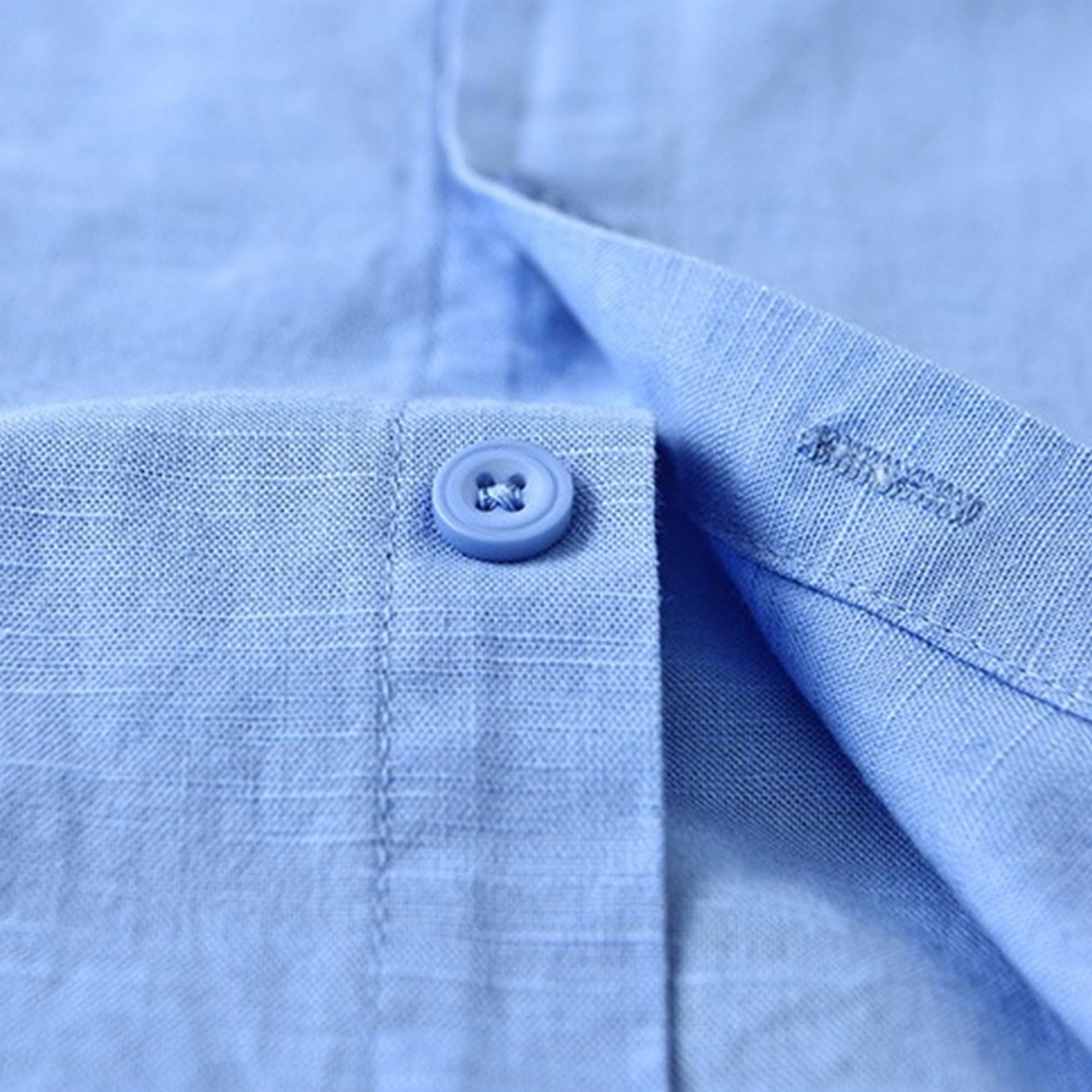 Camicia da uomo retrò a maniche lunghe con bottoni, camicia da esterno girocollo sottile | Colletto a fascia, vestibilità casual, tessuto traspirante, spacchi laterali, polsini arrotolati