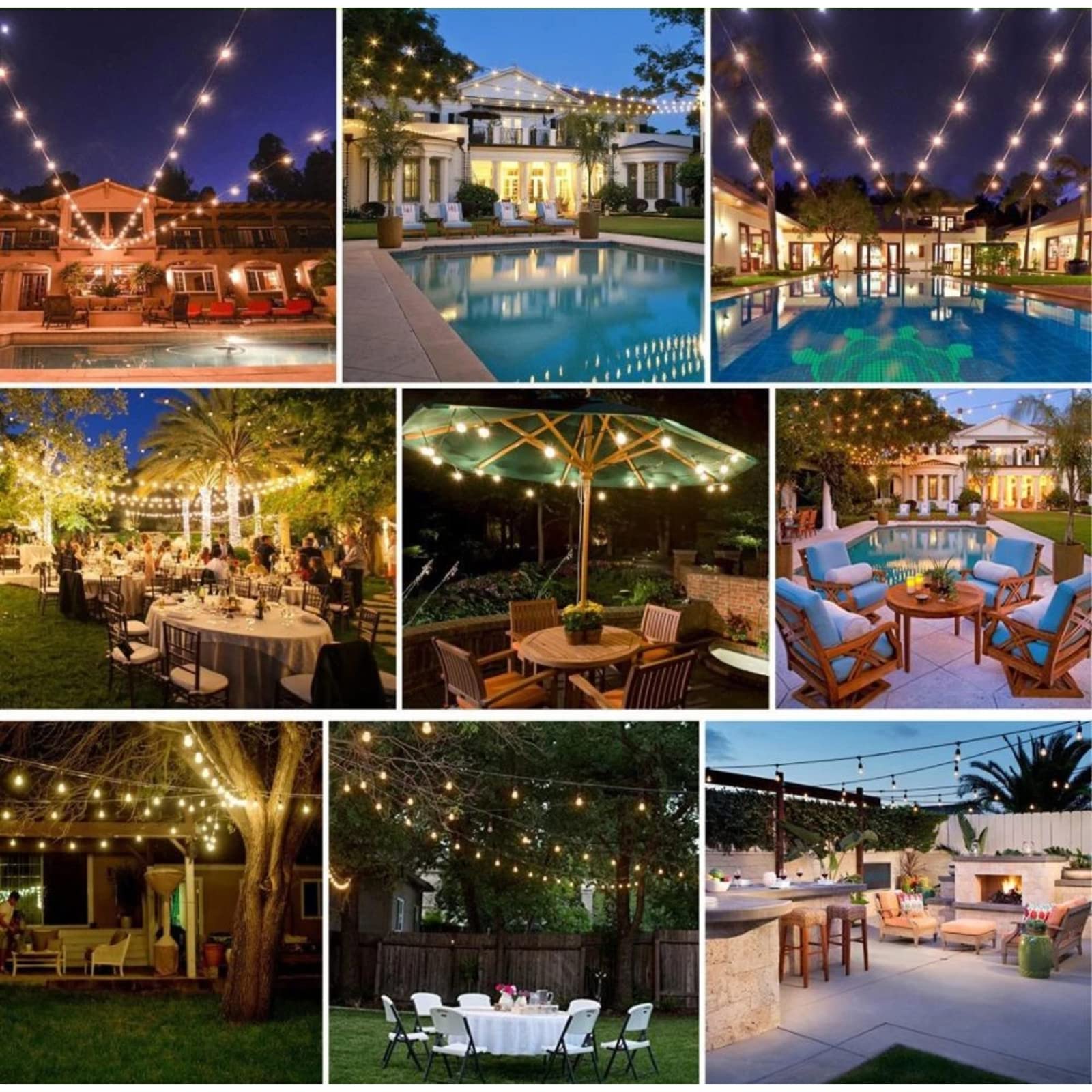 Lumiled Lichterkette Außen 20 Meter mit 20 E27 LED 1,3W Glühbirne ST45 Warmweiß 2200K 230V Birnen für Garten Biergarten Party Hochzeit Dekoration Terrasse Weihnachten verlängerbar mit Strom