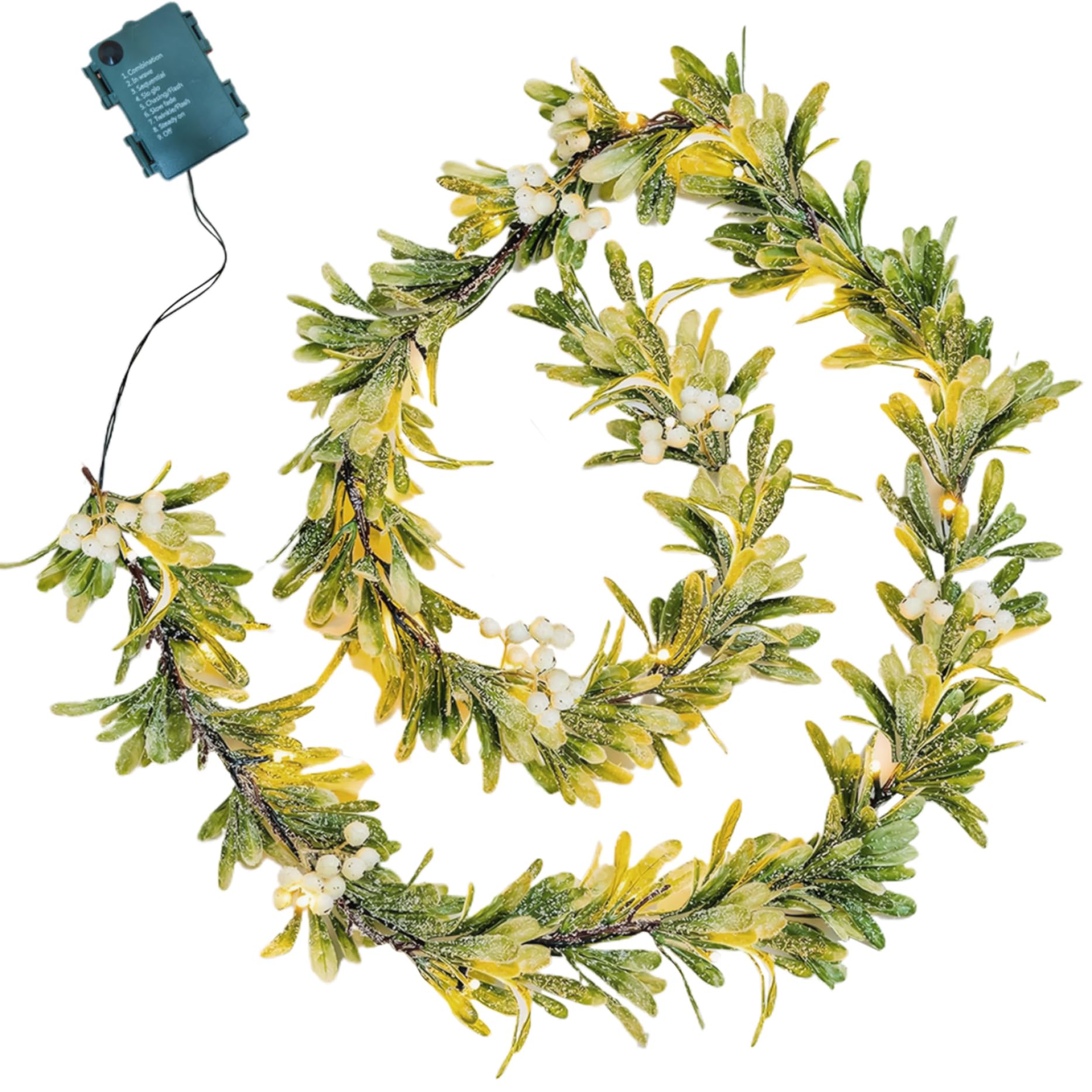 Guirlande de gui artificiel anti-chute de feuilles vigne lumineuse pour cheminée de Noël
