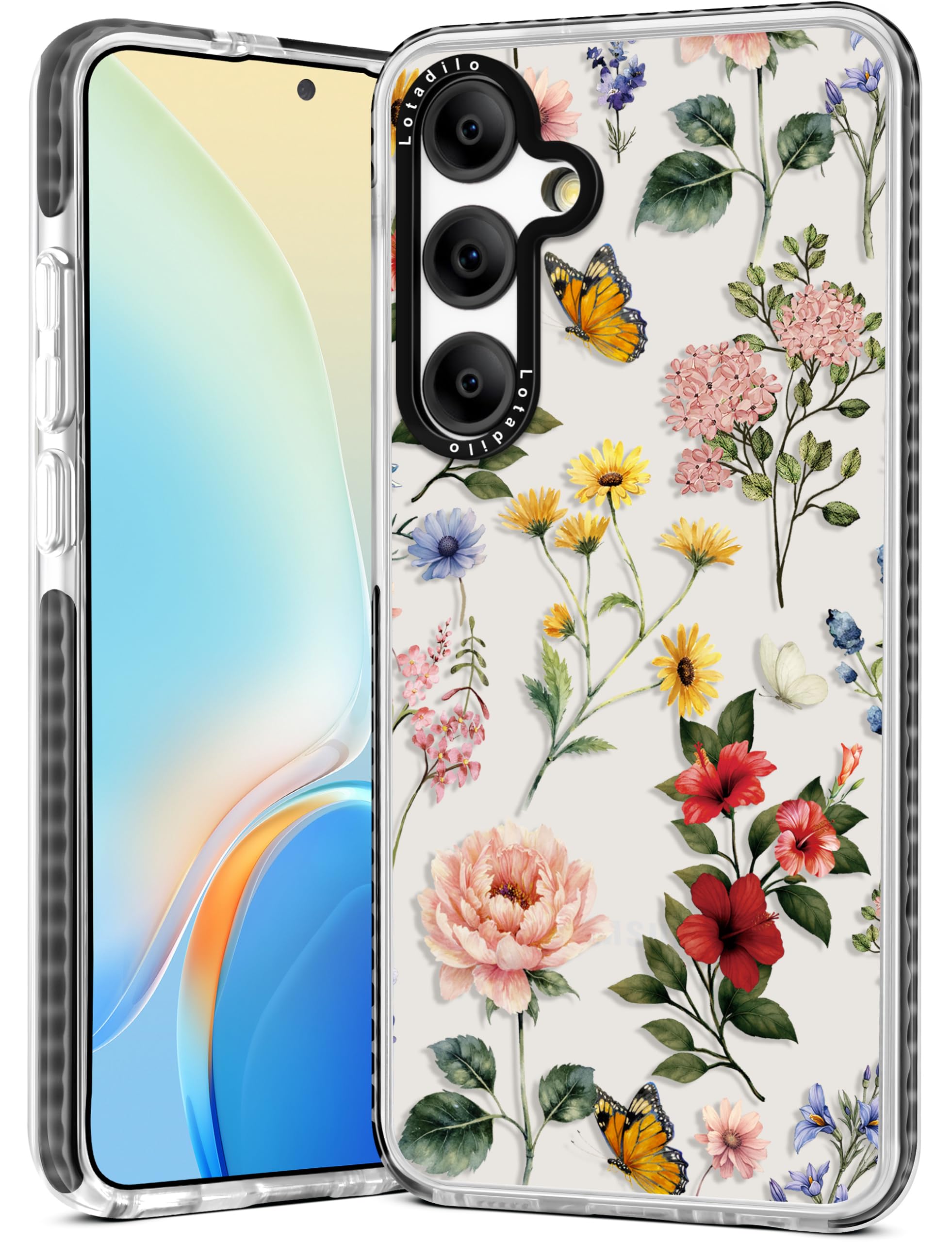 Lotadilo Cute Case for Samsung Galaxy S24 FE for Women Girls - Kawaii Funny Design Fun Aesthetic Retro Flower Fashion Girly for Teens Pattern TPU