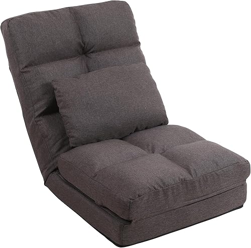 Miniatura 9 de FLOGUOR Chaise Lounge para interiores, silla de piso de 14 posiciones con almohada acolchada para adultos y niños, silla plegable para sala de