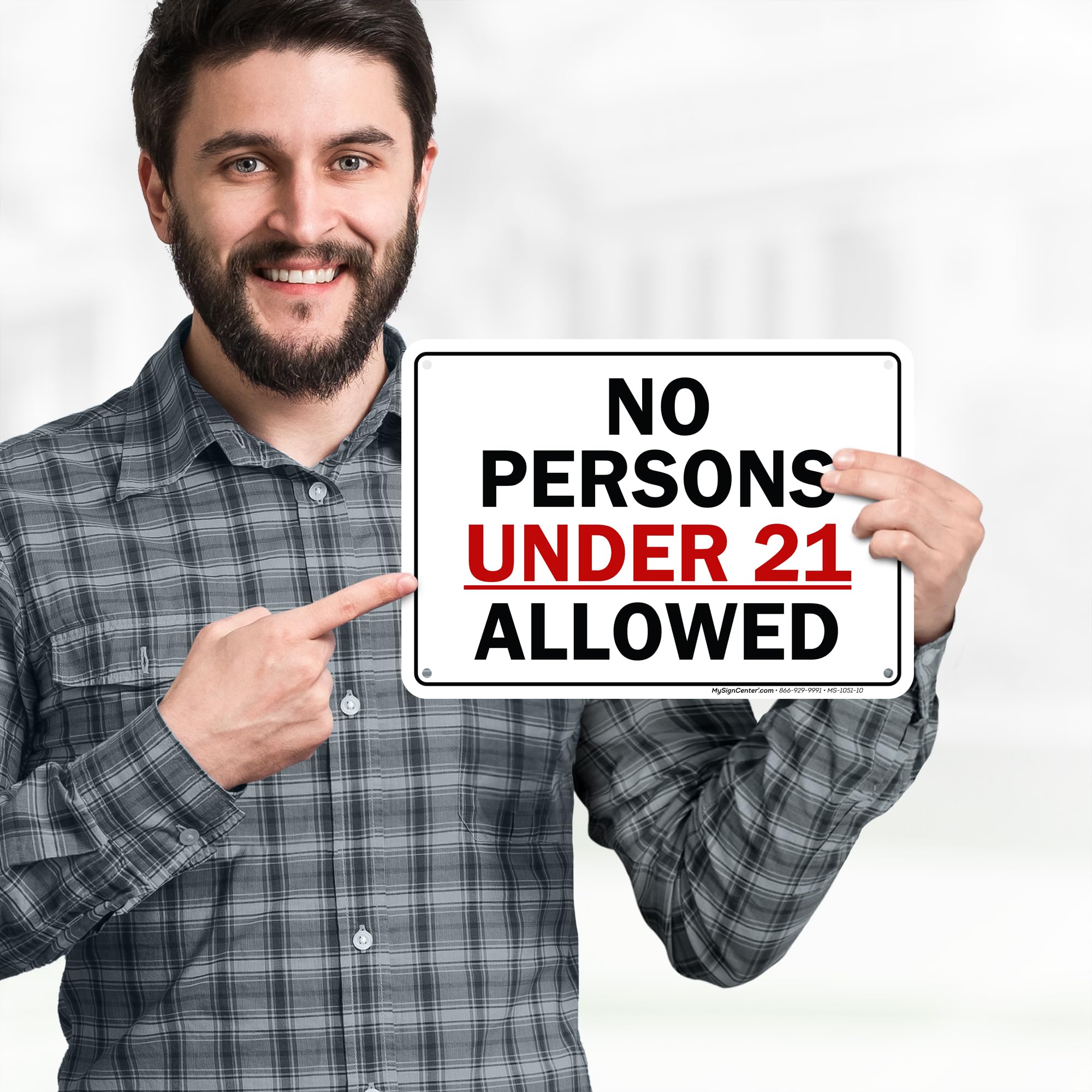 No Persons Under 21 Allowed Sign, 7x10 Inches, Rust Free .040 Aluminum, Fade Resistant, Made in USA by My Sign Center