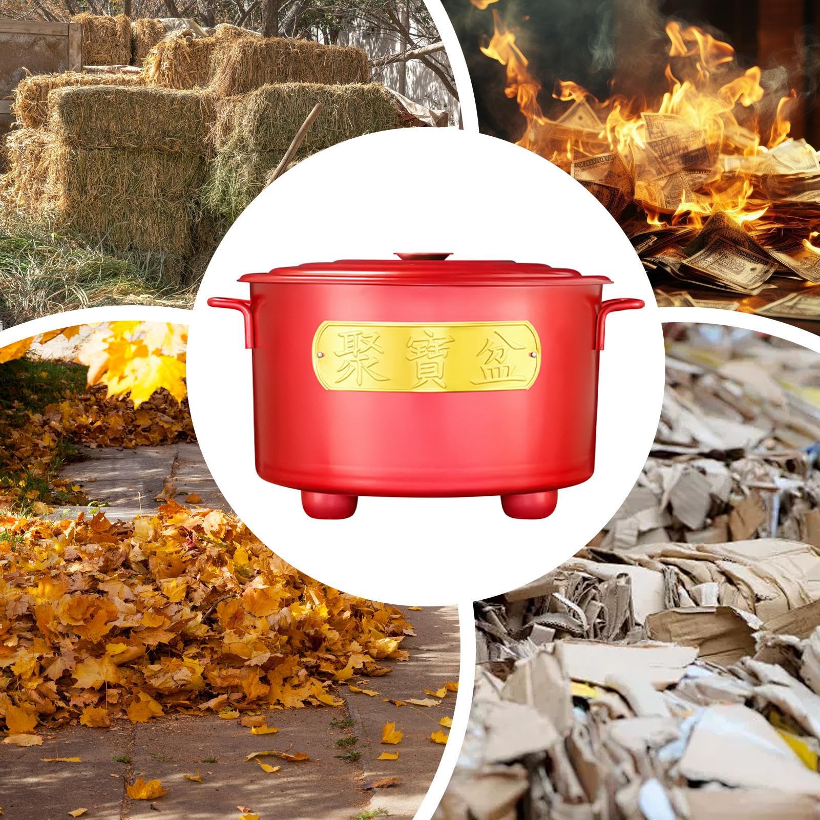 Feu de feu, Cage à feu extérieure en métal, brûleur pour déchets de Bois, Design perforé pour Un Flux d'air Maximal, y Compris Le Couvercle de sécurité Anti-étincelles, Fournitures de