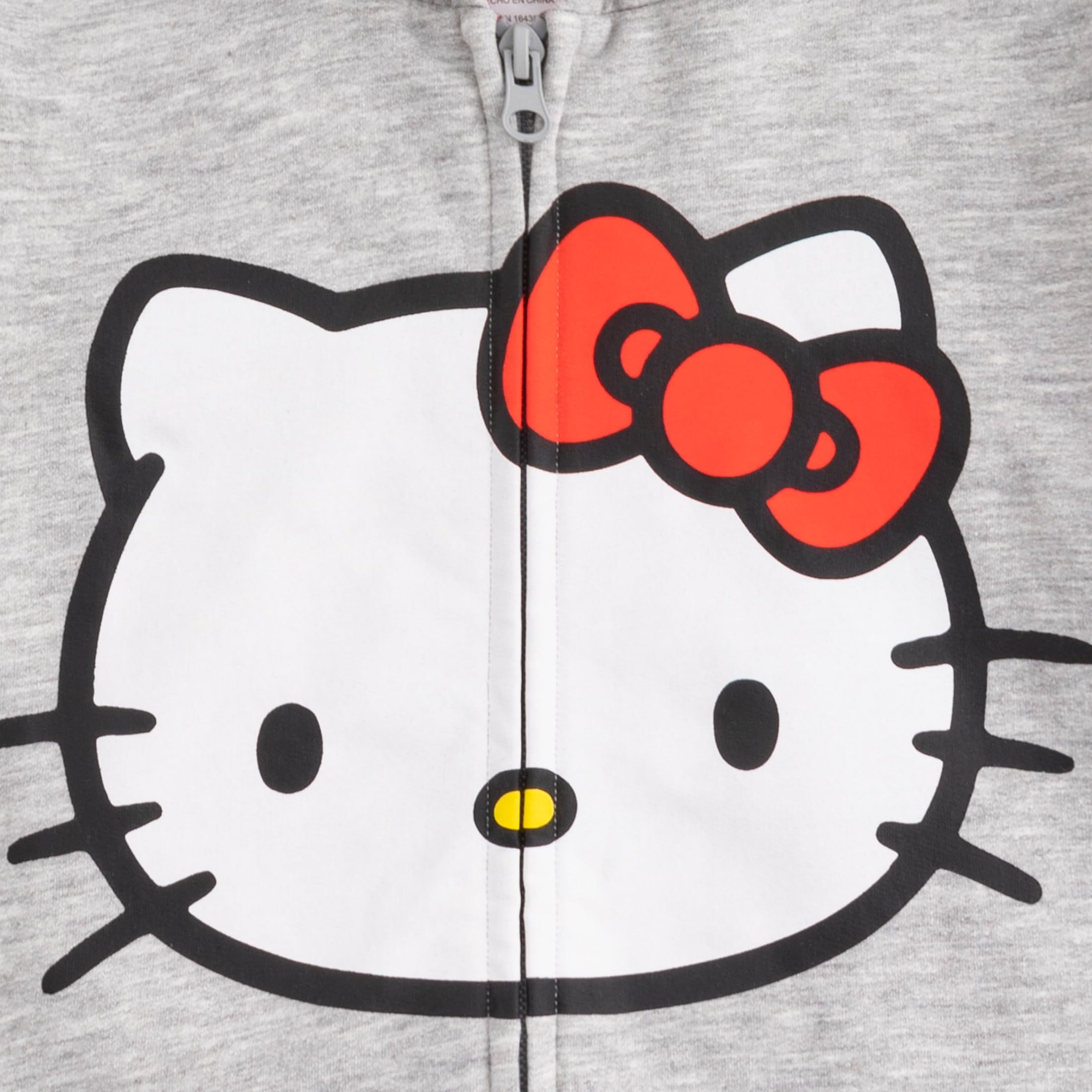 Hello Kitty Felpa con cappuccio e zip per bambini, per bambini, bambini piccoli e grandi, colore: grigio
