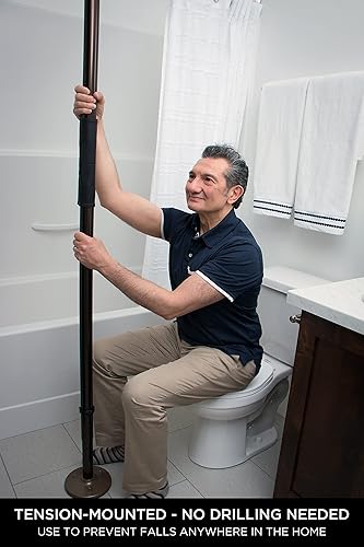 Miniatura 4 de Signature Life Poste de soporte seguro, poste de transferencia de piso a techo montado en tensión para ancianos, barra de seguridad para baño y riel