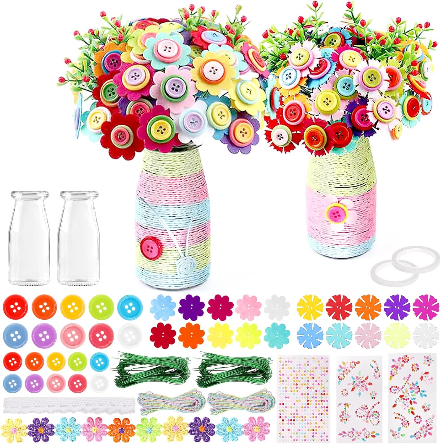 Swpeet Gift Make Your Own Flower Bouquet with Buttons