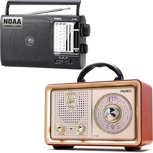 PRUNUS J-05 Retro Portátil AM FM Radio de onda corta con Bluetooth - Transistor Vintage funciona con pilas NOAA Radio meteorológica con excelente