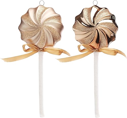 Decoraciones de adornos de Navidad, juego de bolas de adornos de piruleta de pintura navideña, decoraciones colgantes hechas a mano de 9.6 pulgadas,