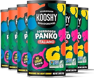 Kooshy Panko Italian Style Breadcrumbs | Vegan, Dairy Free, Non GMO Sourdough Bread Crumbs for Meatballs, Meat Cutlets, Vegetables, Meatloaf, Mac & Cheese (Italiano | 7.5 oz / 6 Pack)