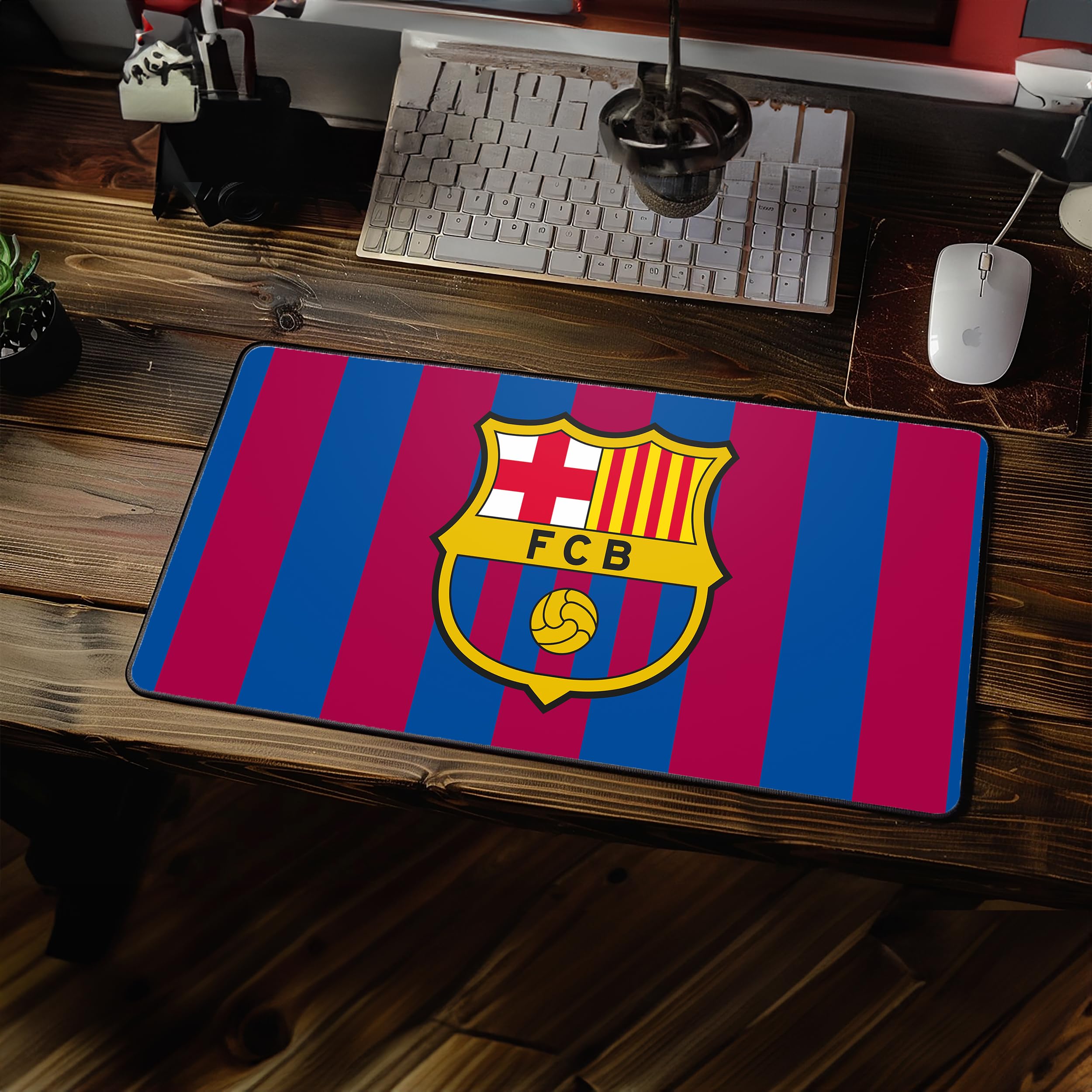 Sous-main FC Barcelone Blason Jaune Sur Fond Noir 35x60 Cm - Licence Officielle