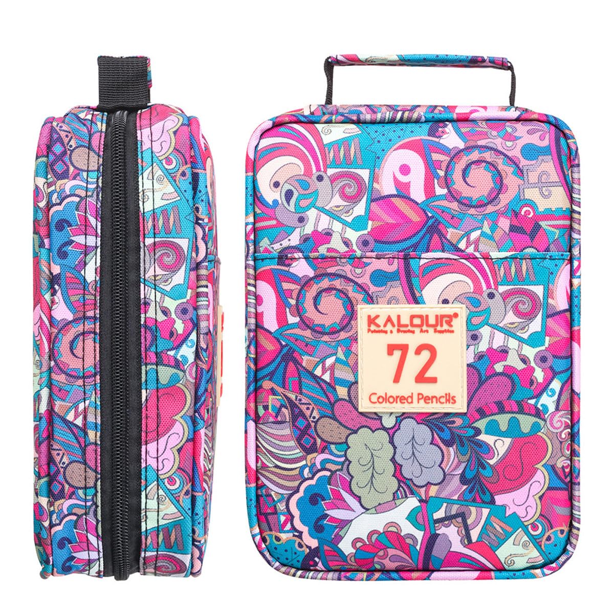 72 Buntstifte, für Coloristen, Ölstifte, Zeichen-/Skizzenset für Erwachsene, Künstlerbedarf, Geschenk für Eltern und Paare mit Nylon-Federmäppchen,Red