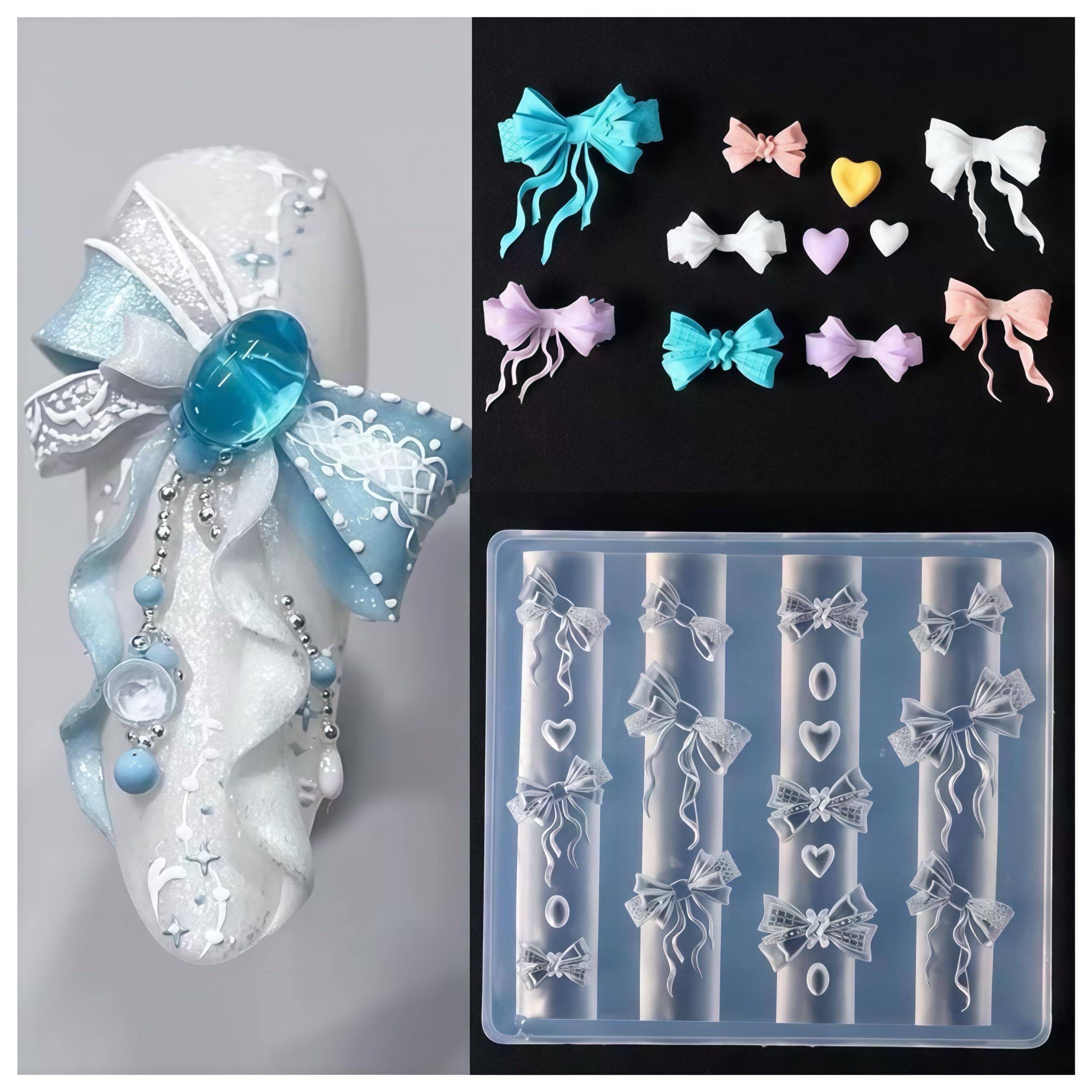 Accessori per Unghie Gel 3D Resina Forme di Rose Strumenti in Seta Fiocchi Farfalle per Nails