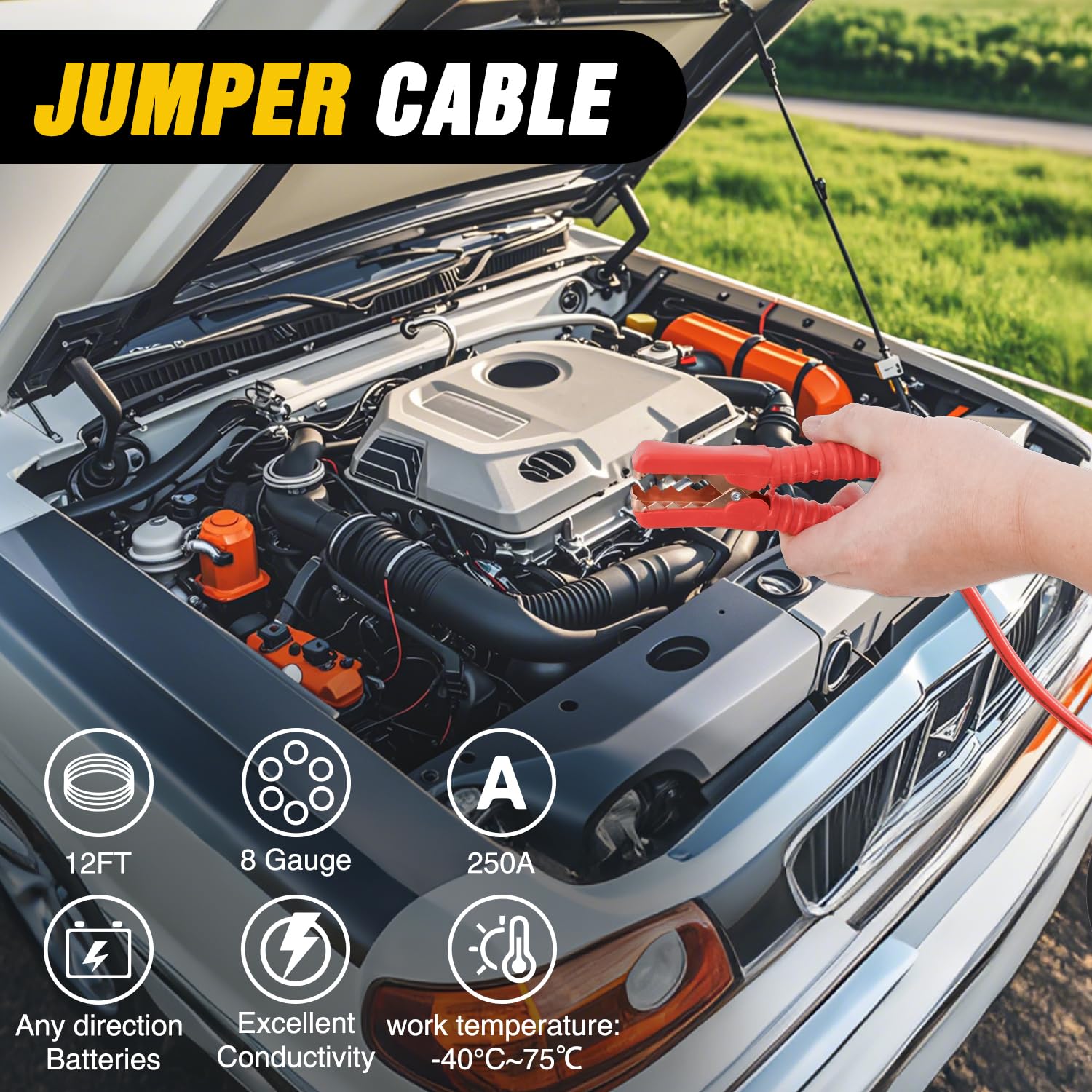 Nilight Car Emergency Kit with Jumper Cable Air Compressor Tire Repair Essential Tools First Aid Alligator Connector Electrical — view 3