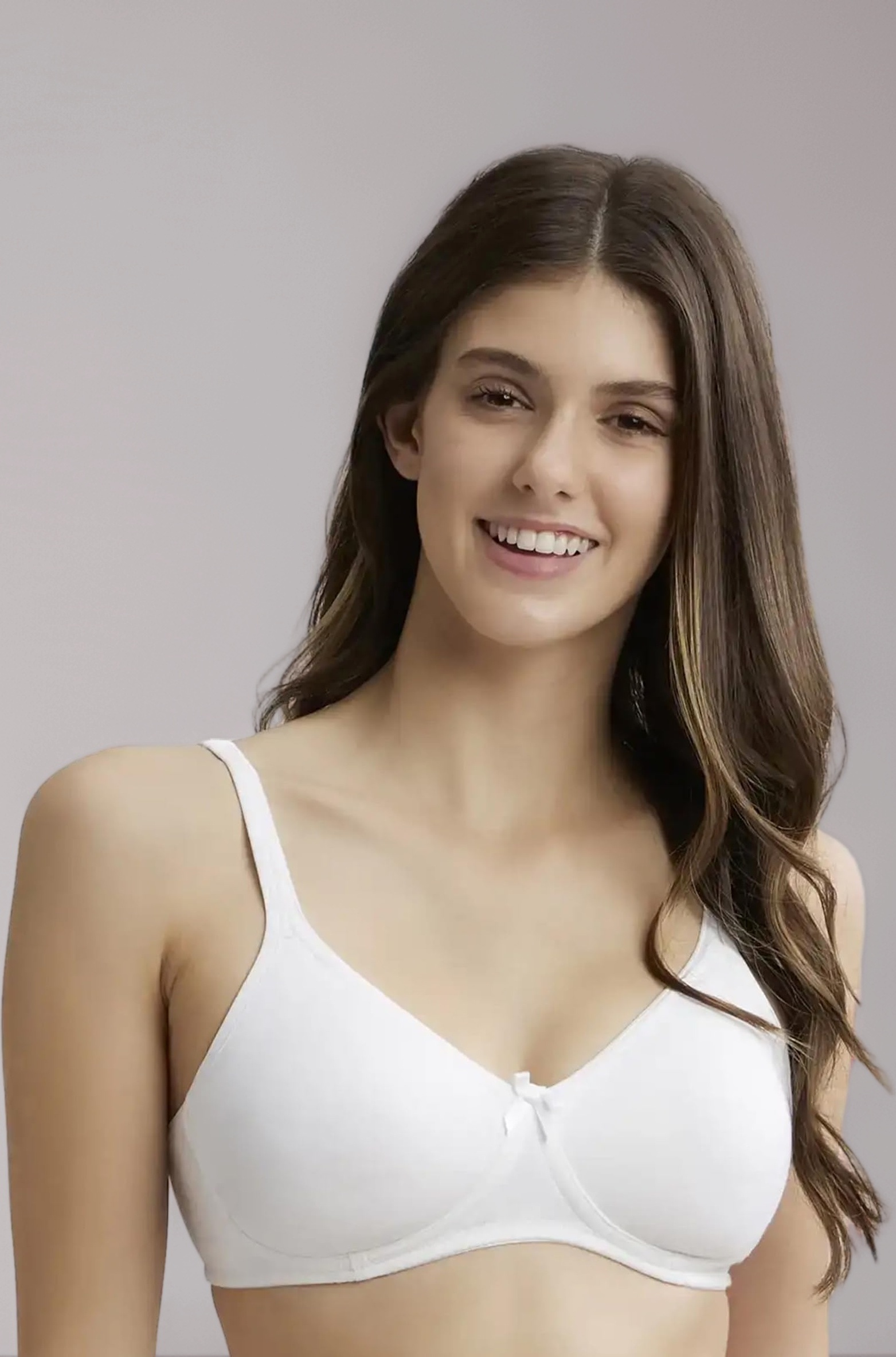 1722 Women's Wirefree Non Padded Super Combed Cotton Elastane Stretch Medium Coverage Everyday Bra with Concealed Shaper Panel and Adjustable Straps