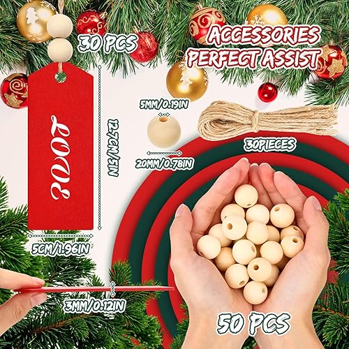 Miniatura 3 de Marsui 110 etiquetas de nombre para calcetines de Navidad, etiquetas de madera sin terminar, etiquetas para colgar calcetines de Navidad, cuentas de