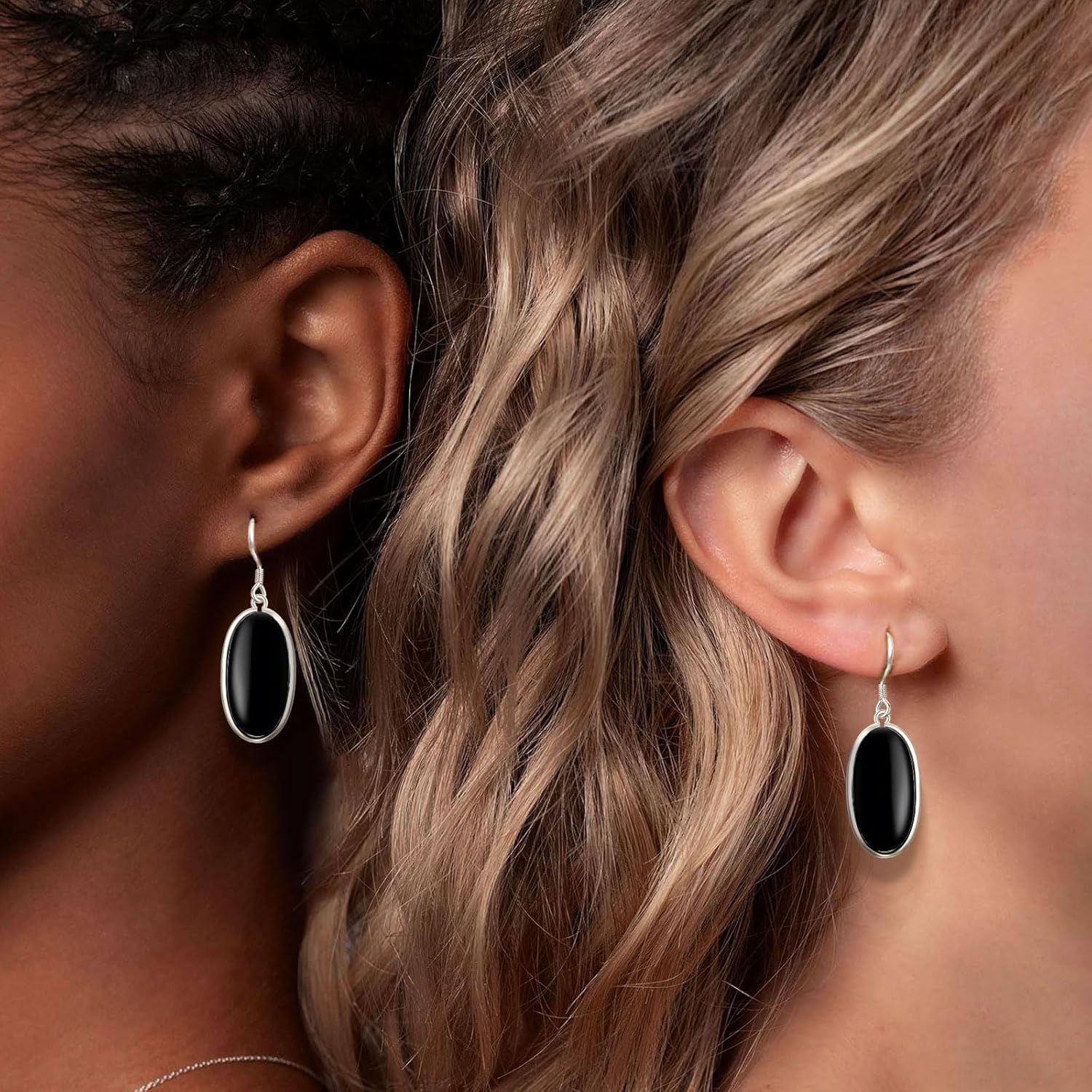 Large Genuine Black Onyx Dangle Earrings for Women 925 Sterling Silver Real Black Onyx Large Drop Earring Jewelry for Her Wife Mother