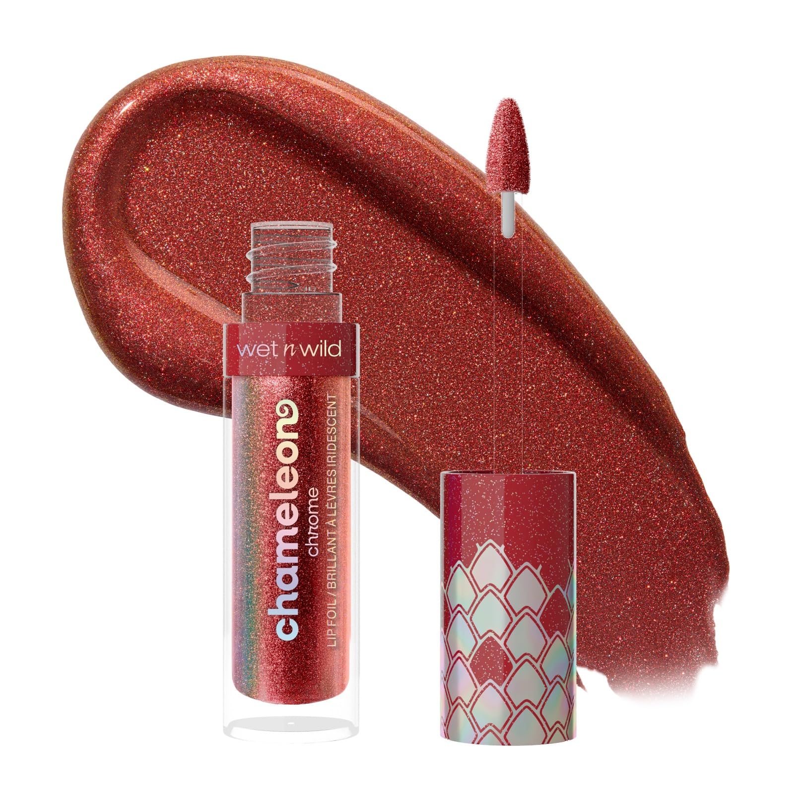 Wet n Wild Chameleon Chrome Lip Foil, Bold Light-Reflecting Lip Gloss, Iridescent Finish for a Multidimensional Shine, Non-Sticky Smooth Formula, Heatwave Star