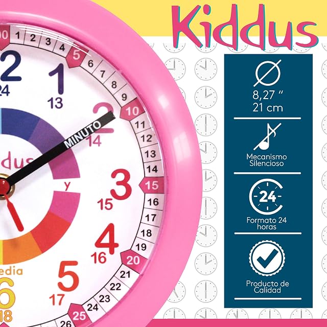 Foto 2 de 8 de Kiddus Reloj de Pared Infantil para Aprender la Hora