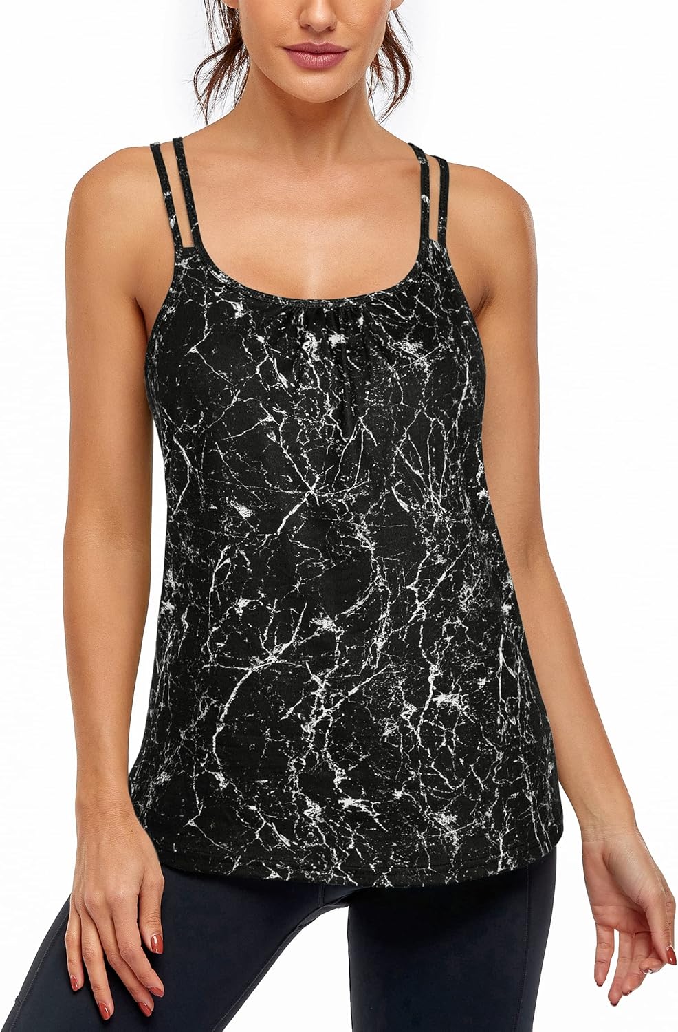 Hibelle Women's Workout Yoga Racerback Tank Tops with Built in Shelf Bra : Clothing, Shoes & Jewelry
