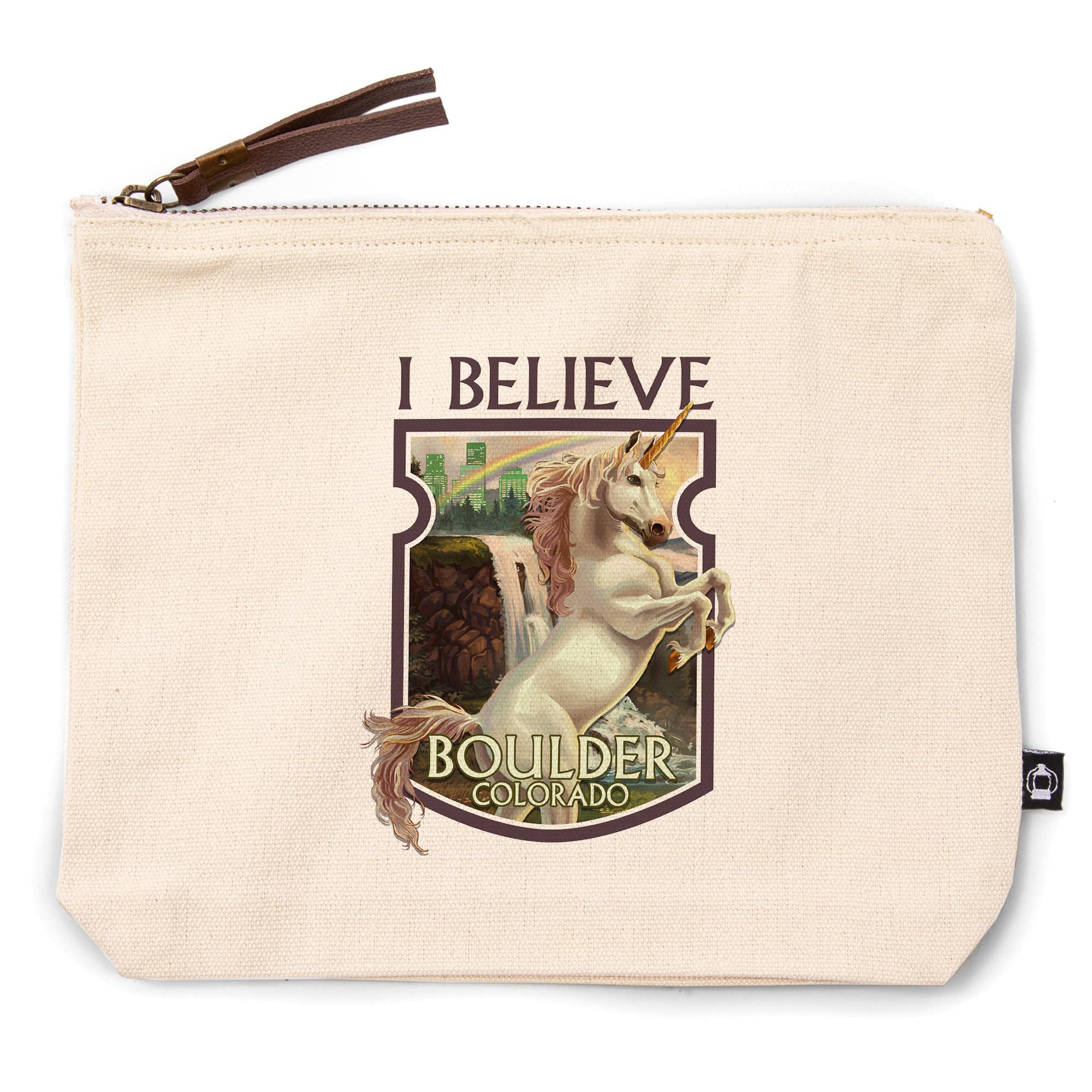 Lantern Press Boulder, Colorado, Unicorn Scene, 100% Cotton Zipper Pouch, Travel Accessory, Go Bag