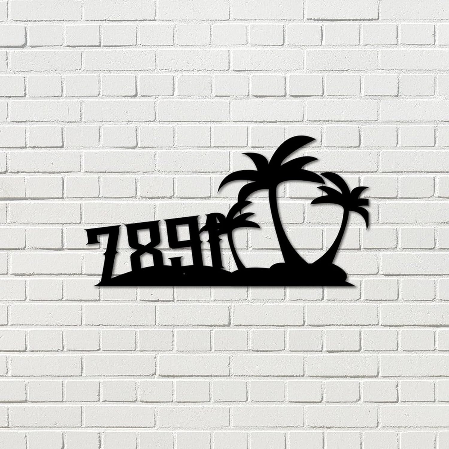 Address Plaque Customized Personalized Palm Tree House Number Address Metal Sign 2 House Number Sign Wall Mounted Sign Outdoor Decor Metal Retro for House, Street, Front Door Bright Easy Mouting Gift