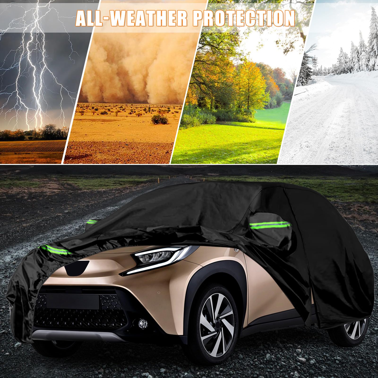 Autoabdeckung Wasserdicht Passend für Toyota Aygo X 2022-2026, Atmungsaktiv Vollgarage Autoplane für Regen Sonne Staub Schutz Auto Abdeckplane Abdeckung